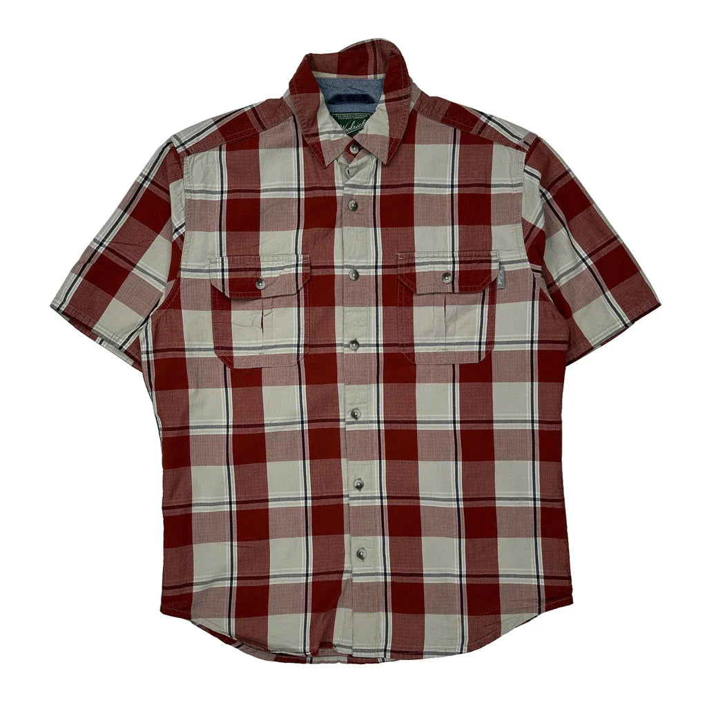 Woolrich Checked Short Sleeve Shirt - Medium Red Cotton Refurbished - Thrifted (note: this is a term often used to describe second- refurbished available on Cerqular