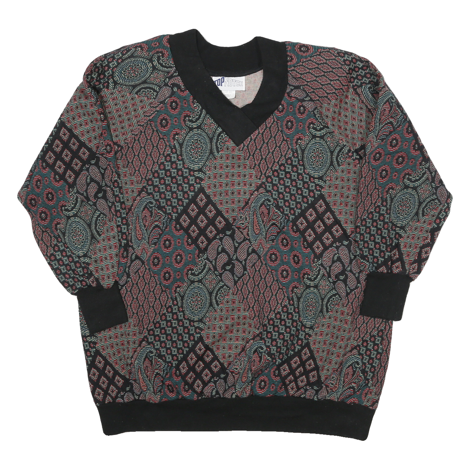 TOP NOTCH Womens Multicolour Abstract Pattern V-Neck XS Jumper Sweater Refurbished - N/A refurbished available on Cerqular