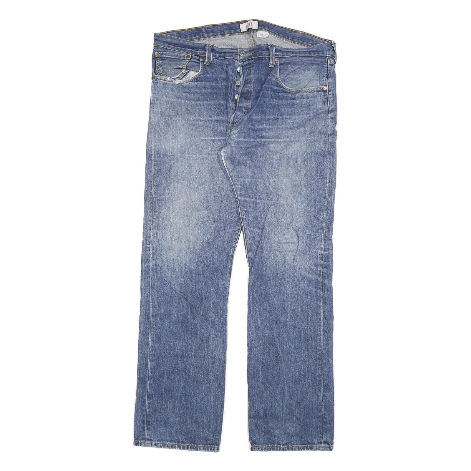 LEVI'S 501 Mens Jeans Blue Regular Straight Denim Medium W38 L34 Classic Button Refurbished - N/A refurbished available on Cerqular