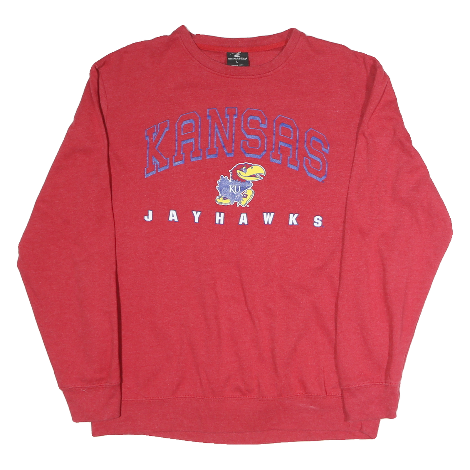 COLLOSEUM Mens Red Kansas Jayhawks Crew Neck L Sweatshirt Cotton Pullover Refurbished - N/A refurbished available on Cerqular