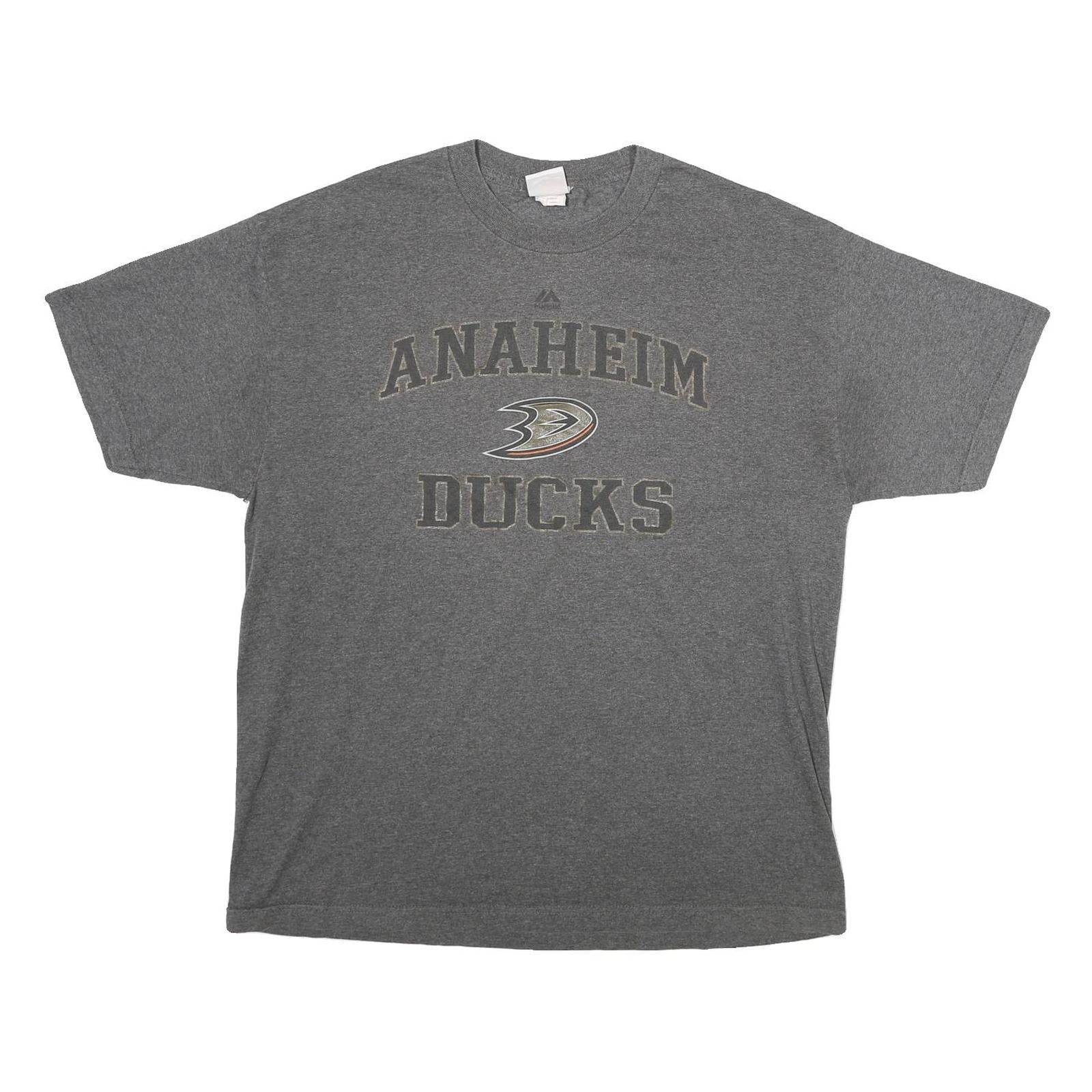 MAJESTIC Mens Grey Anaheim Ducks Graphic T-Shirt XL Short Sleeve Crew Neck Refurbished - N/A refurbished available on Cerqular