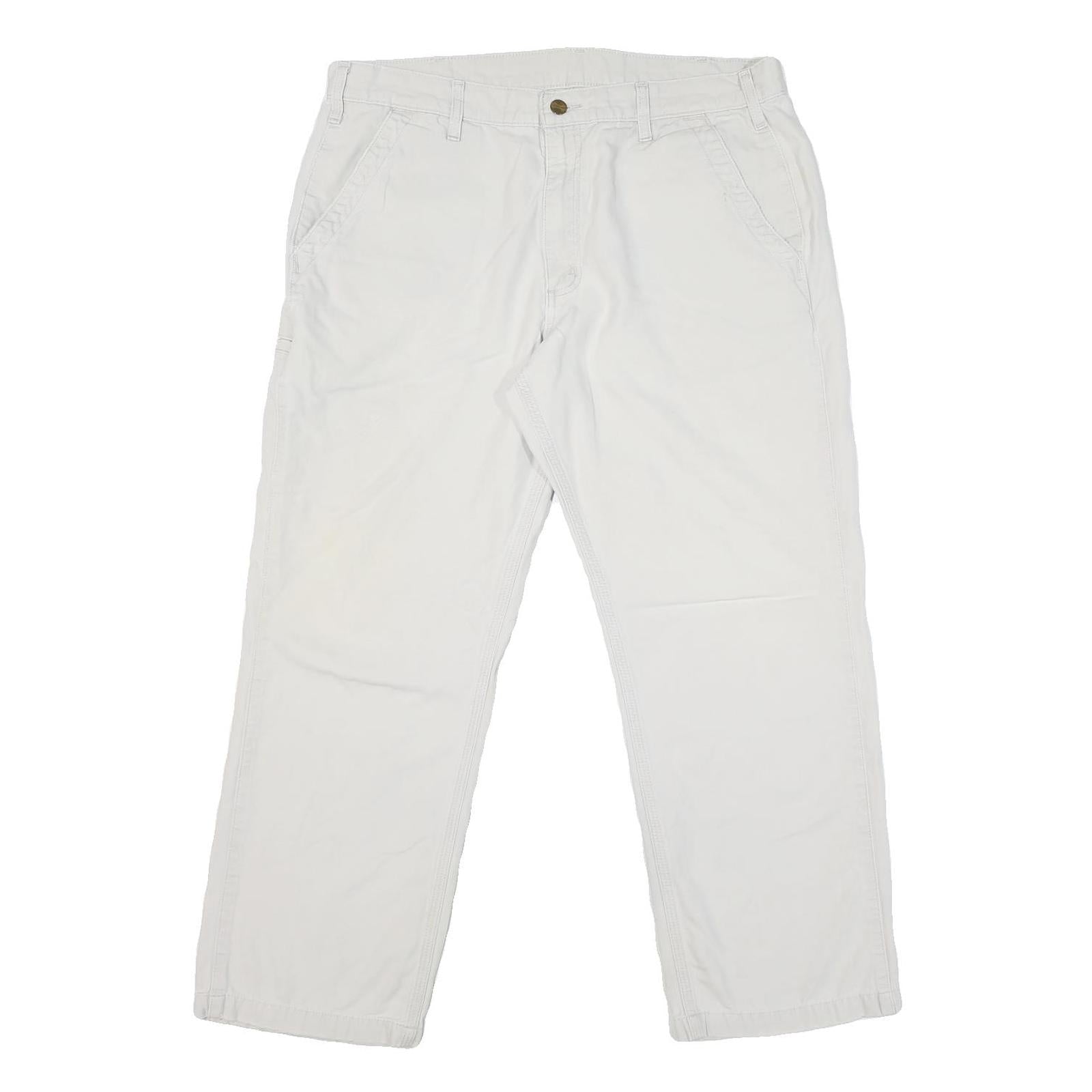 CARHARTT Mens Cotton Blend White Workwear Regular Straight Trousers W36 L28 Refurbished - N/A refurbished available on Cerqular