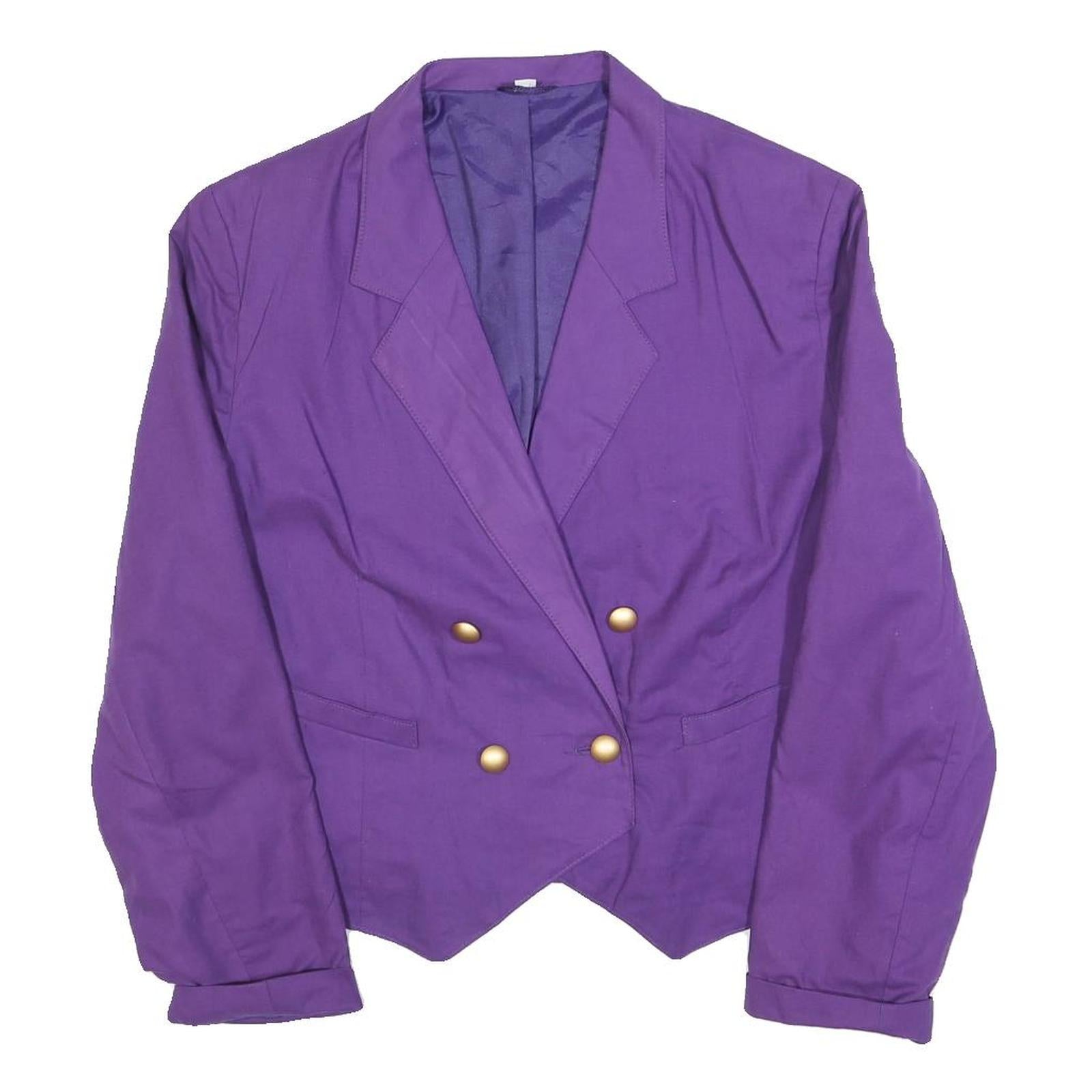 Womens Purple Button Polyester Blend Tailored Jacket UK 18 Plain Classic Refurbished - N/A refurbished available on Cerqular