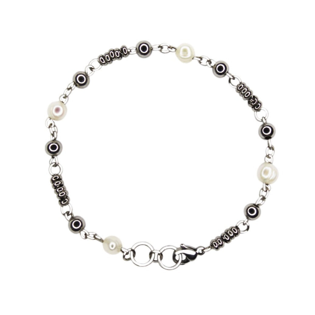 Timeless Silver Pearl Bracelet: Stainless Steel | Size: 8"" Refurbished - N/A (Note: There is no well-known brand with this name refurbished available on Cerqular