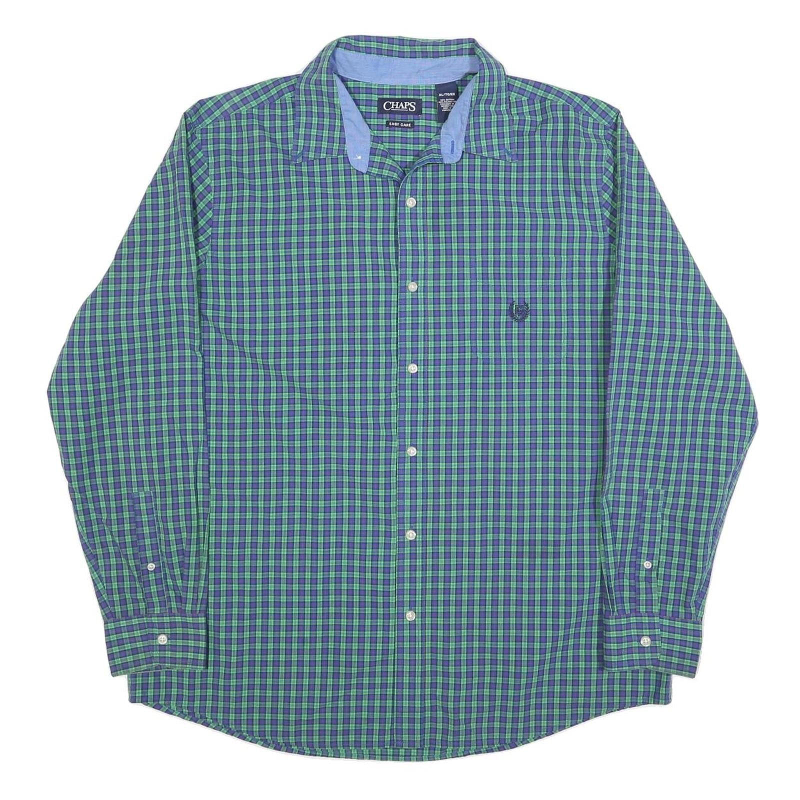 CHAPS Mens Blue & Green Check Shirt M Classic Fit Long Sleeve Casual Cotton Refurbished - N/A refurbished available on Cerqular