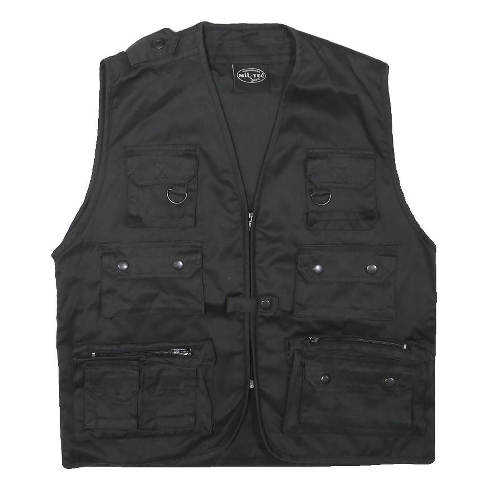 MIL-TEC Mens Black Utility Cotton Blend Vest M Pockets Casual Zip Fasten Refurbished - N/A refurbished available on Cerqular