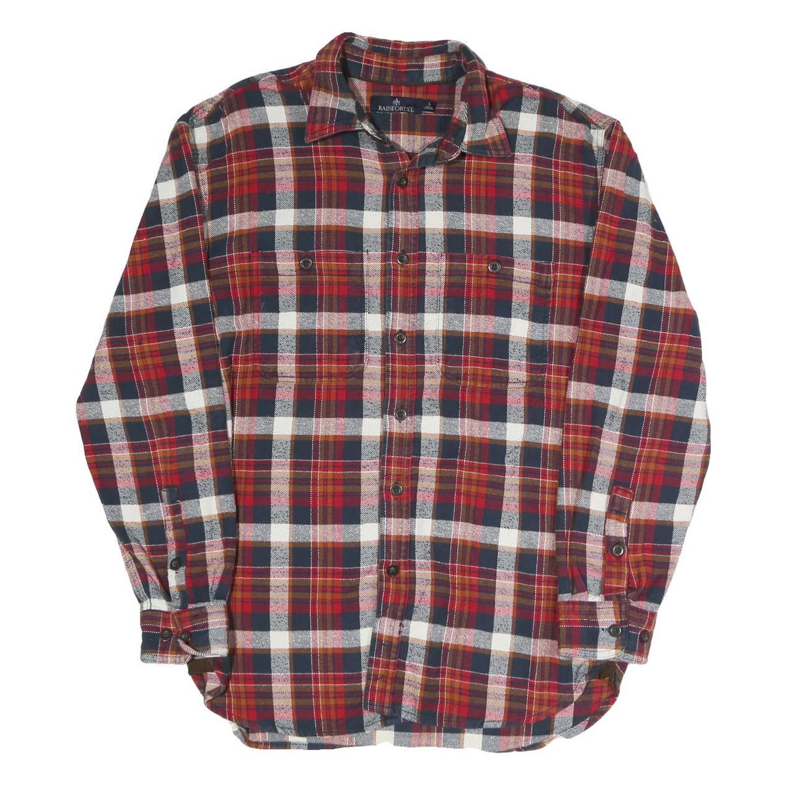 Rainforest Mens Red Black & White Check Flannel Shirt L Casual Cotton Blend Refurbished - N/A refurbished available on Cerqular