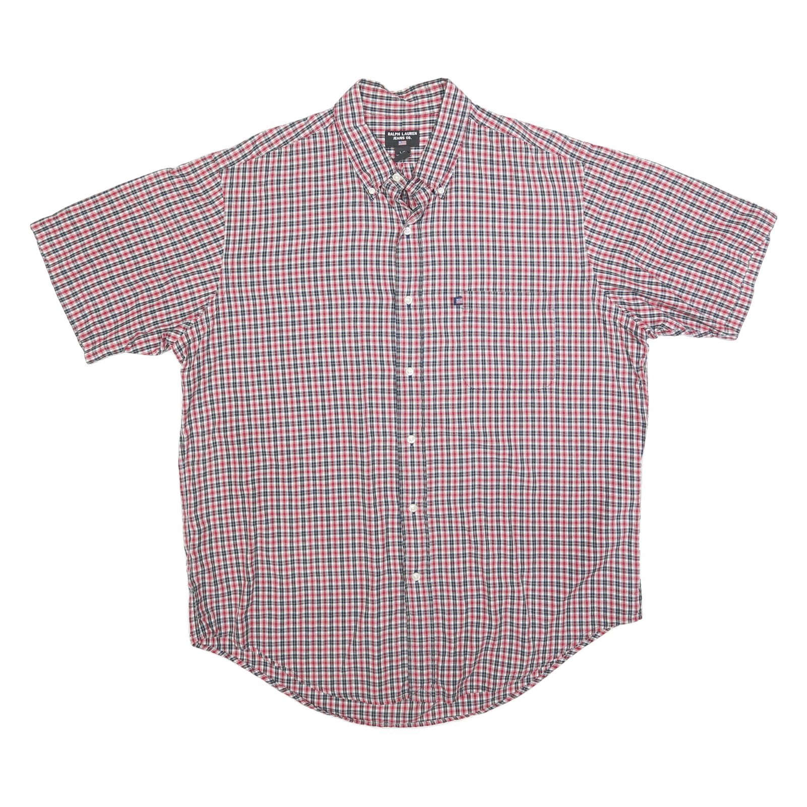 RALPH LAUREN POLO JEANS COMPANY Mens Red Blue Check Shirt L Casual Cotton Button Refurbished - N/A refurbished available on Cerqular