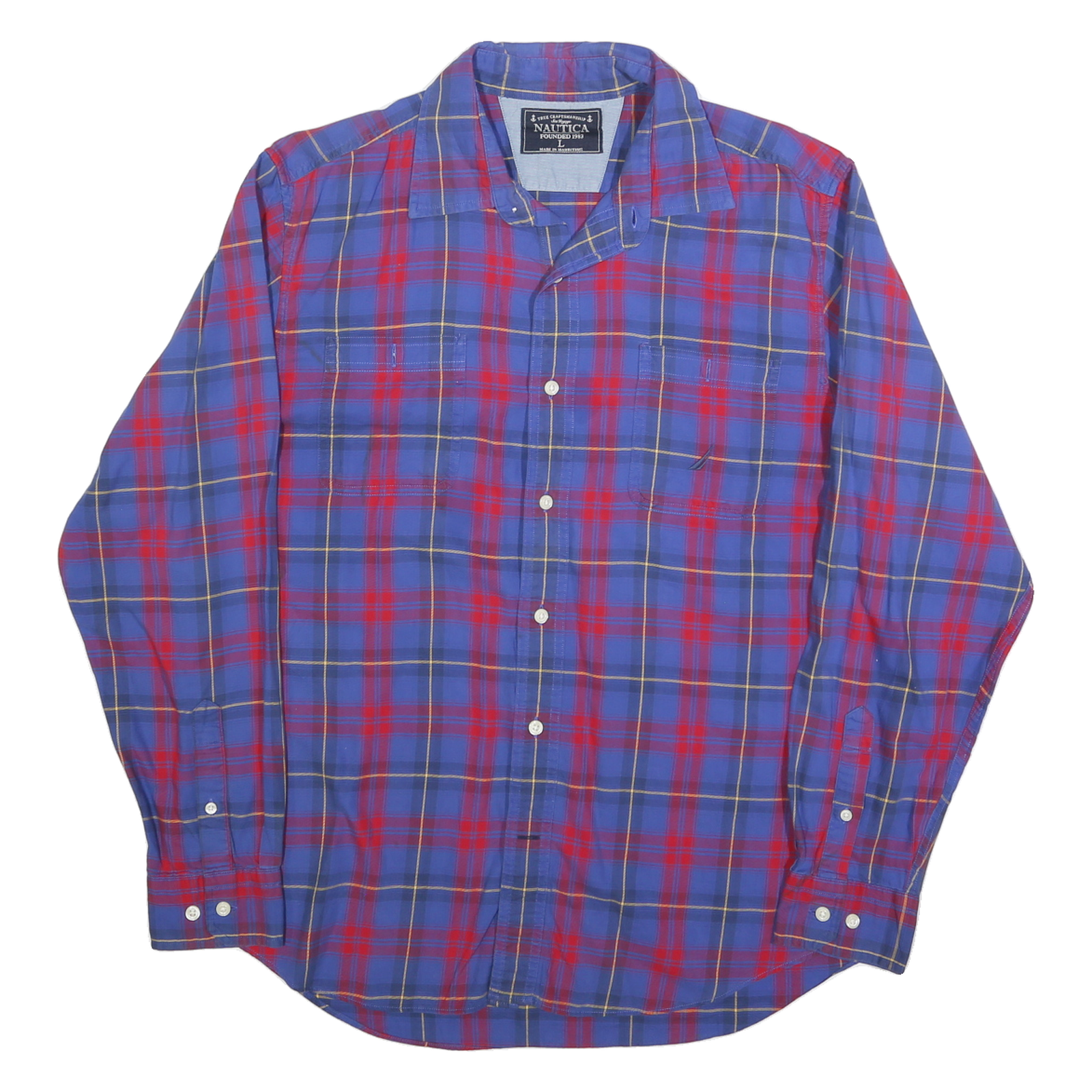 Buy NAUTICA Mens Blue & Red Check Shirt L Long Sleeve Cotton Blend Button Closure Refurbished - $22.09 NAUTICA Mens Blue & Red Check Shirt L Long Sleeve Cotton Blend Button Closure Refurbished - N/A refurbished available on Cerqular