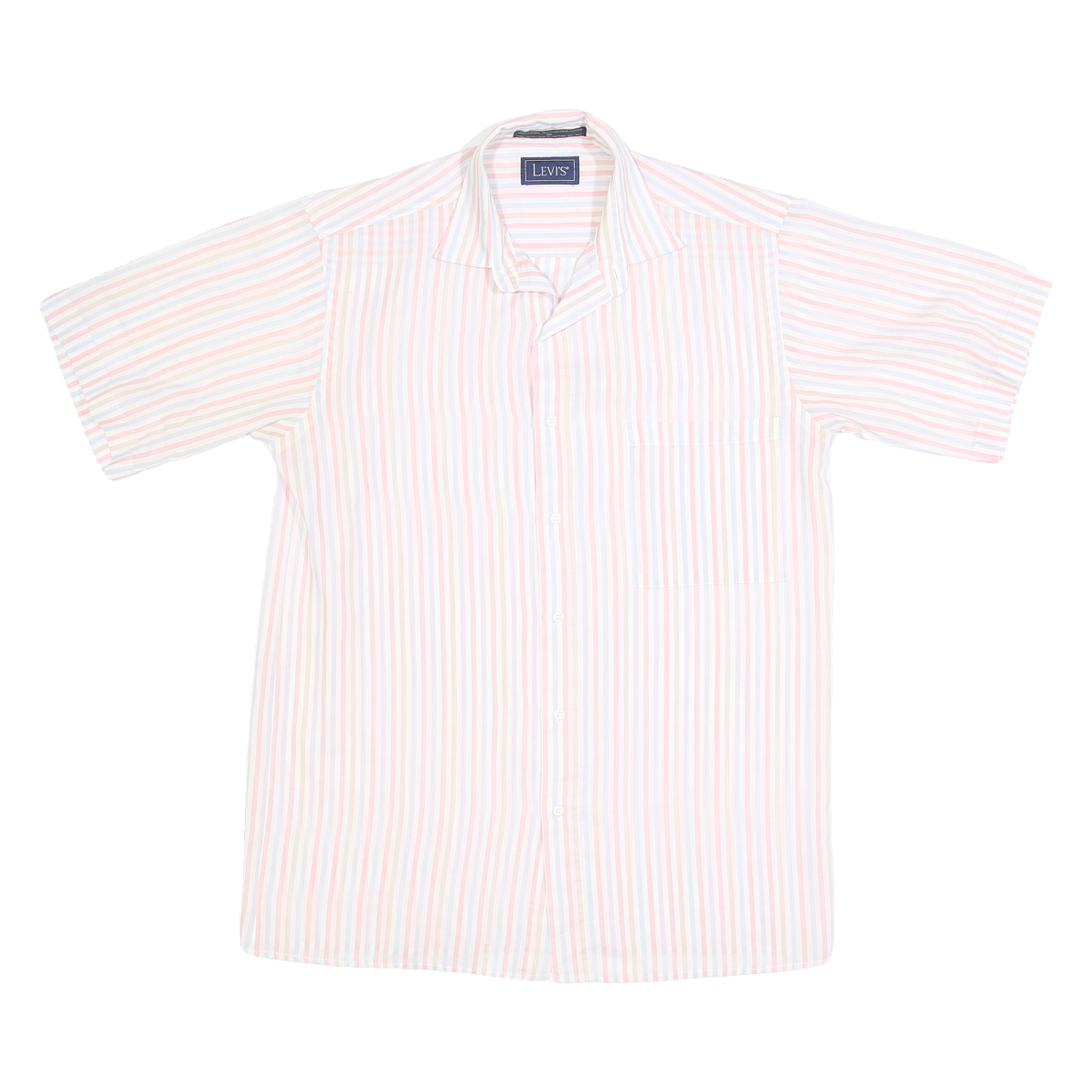 LEVI'S Mens White & Pastel Stripe Cotton Shirt S Summer Casual Lightweight Refurbished - N/A refurbished available on Cerqular