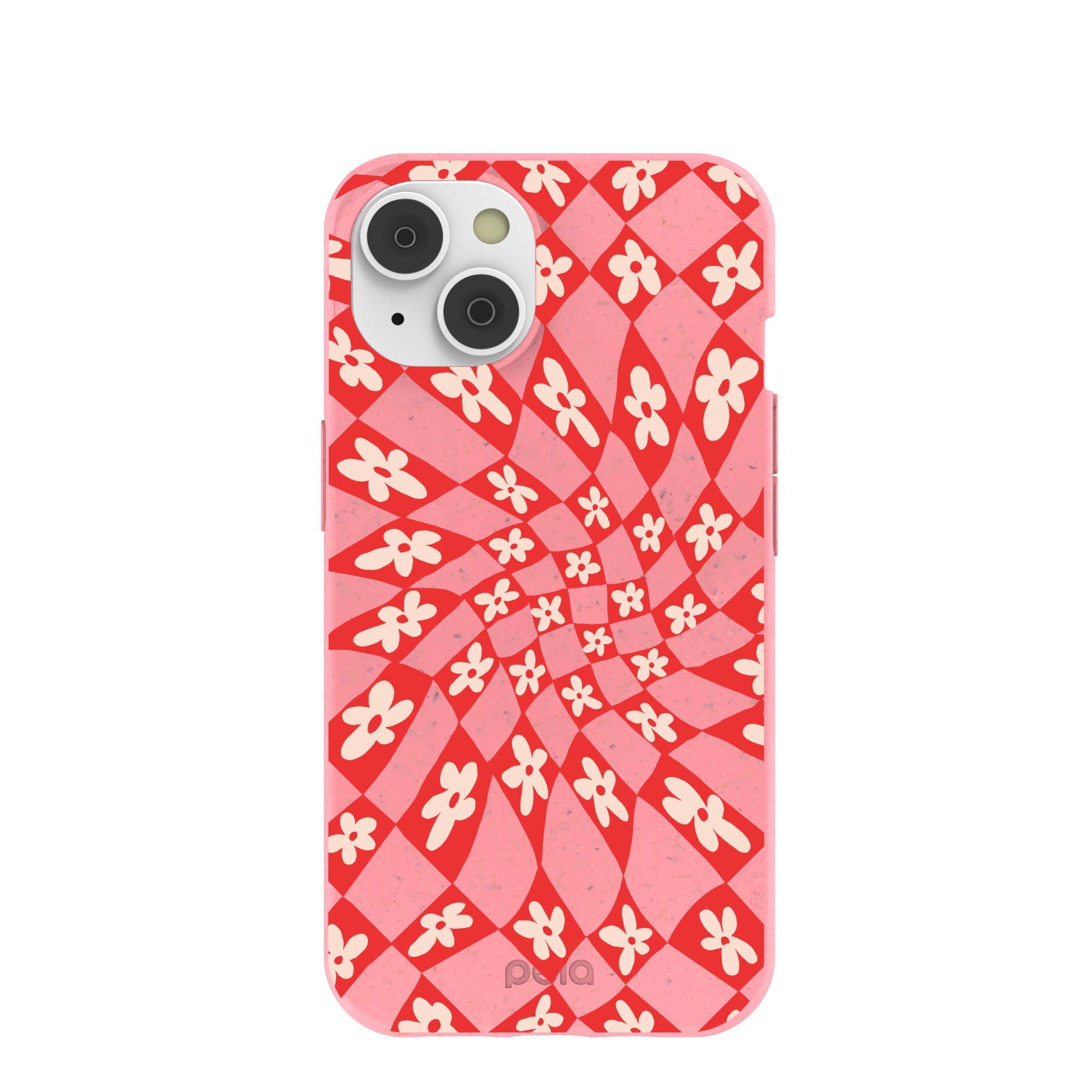 Bubblegum Pink Funky Fleurs iPhone 14/16e Case Refurbished - Pela Case refurbished available on Cerqular