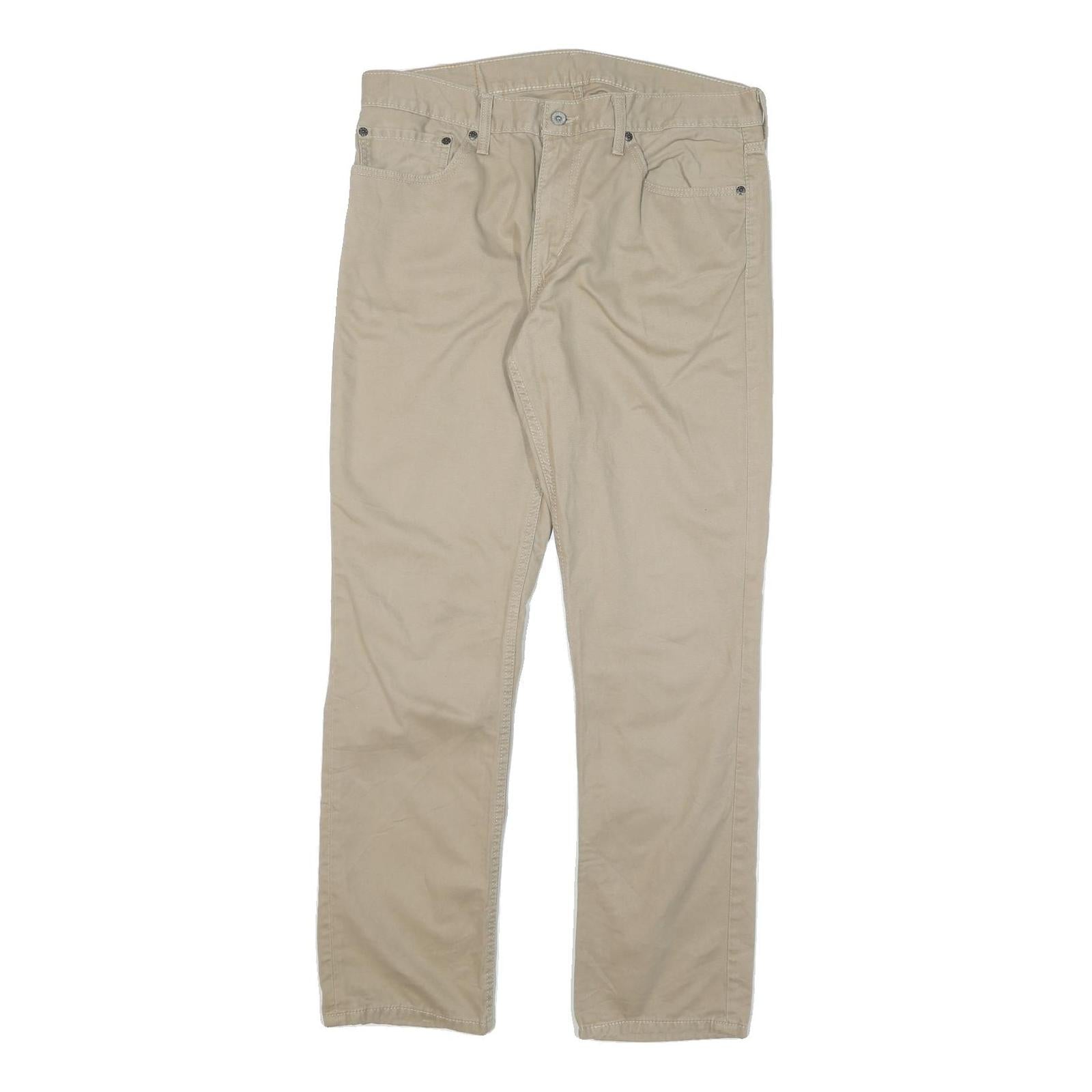 LEVI'S Mens Regular Fit Beige Cotton Blend Trousers W34 L32 Zip Closure Casual Refurbished - N/A refurbished available on Cerqular
