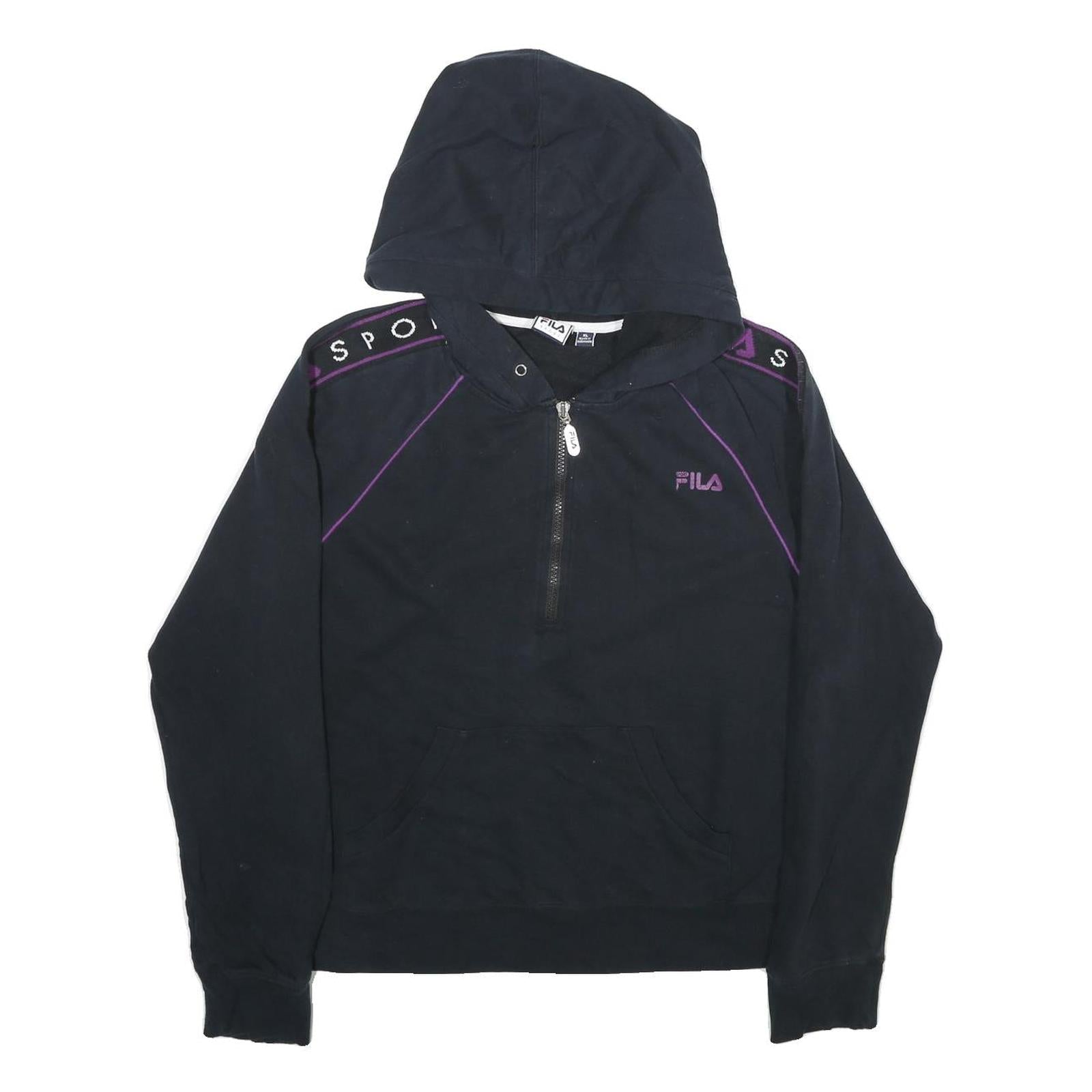 FILA Womens Black & Purple Zip Hoodie XL Sport Logo Tracksuit Sweatshirt Refurbished - N/A refurbished available on Cerqular