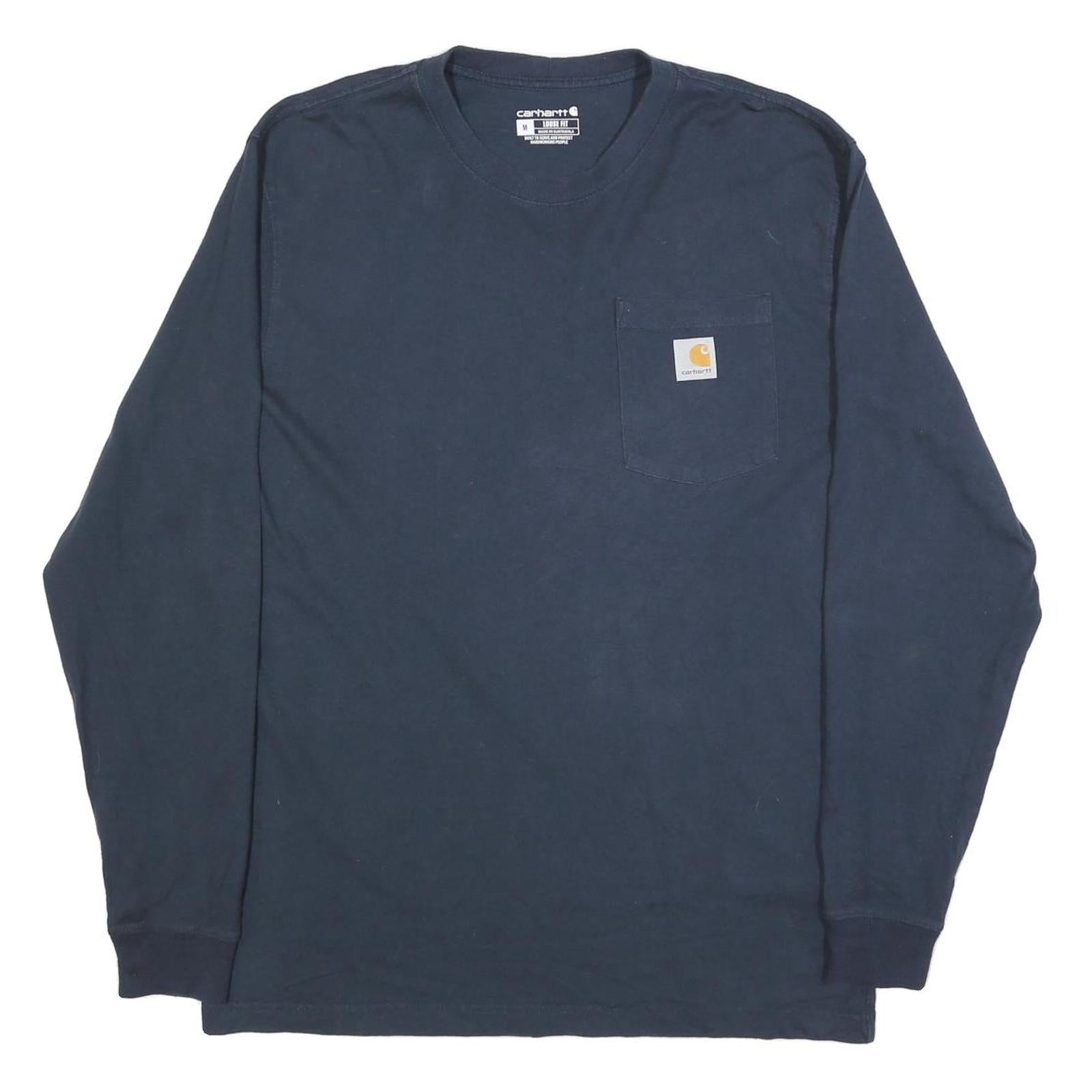 CARHARTT Mens Navy Blue Pocket Long Sleeve Crew Neck T-Shirt M Cotton Blend Refurbished - N/A refurbished available on Cerqular