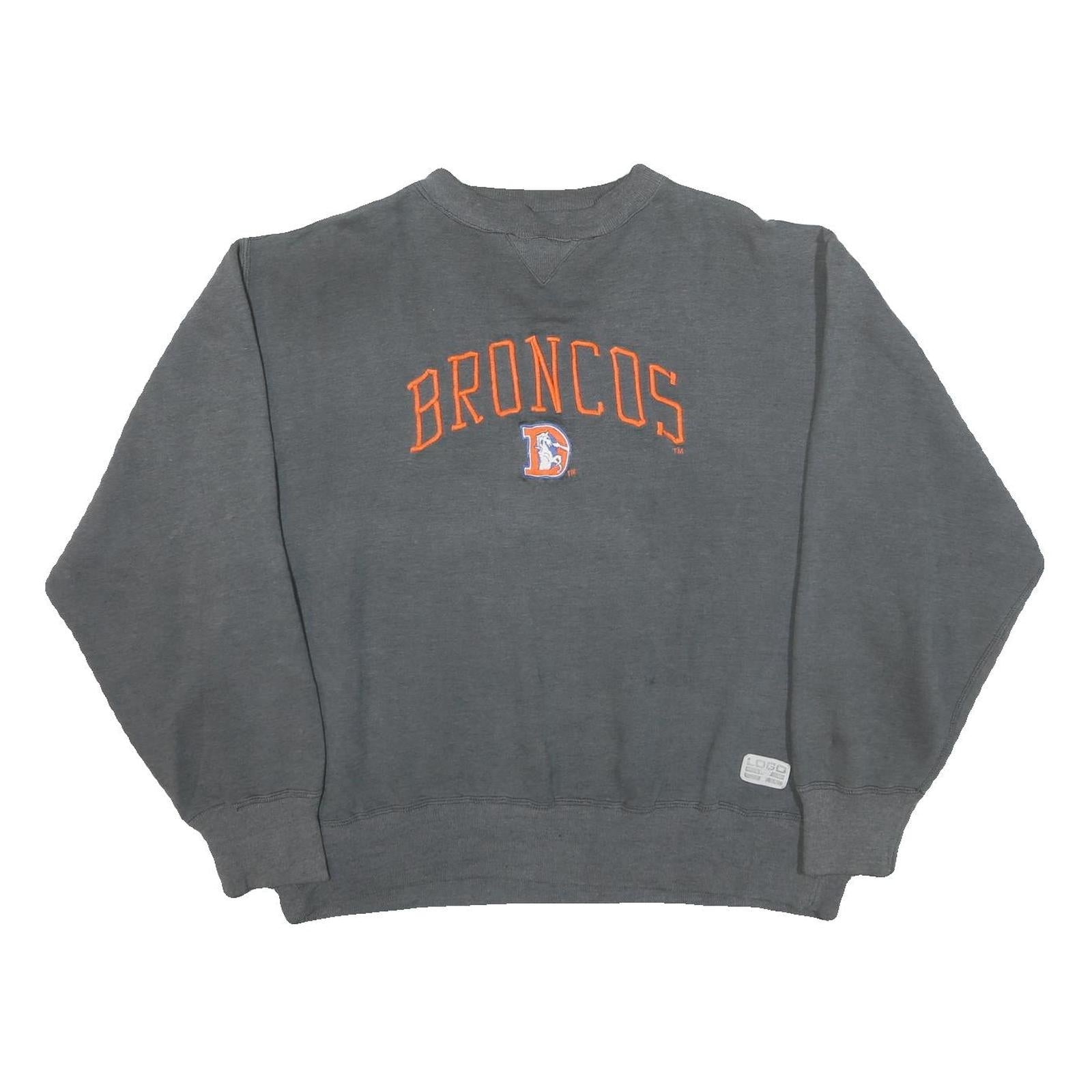 LOGO Mens Grey Broncos Crew Neck L Cotton Blend Pullover Sweatshirt Refurbished - N/A refurbished available on Cerqular