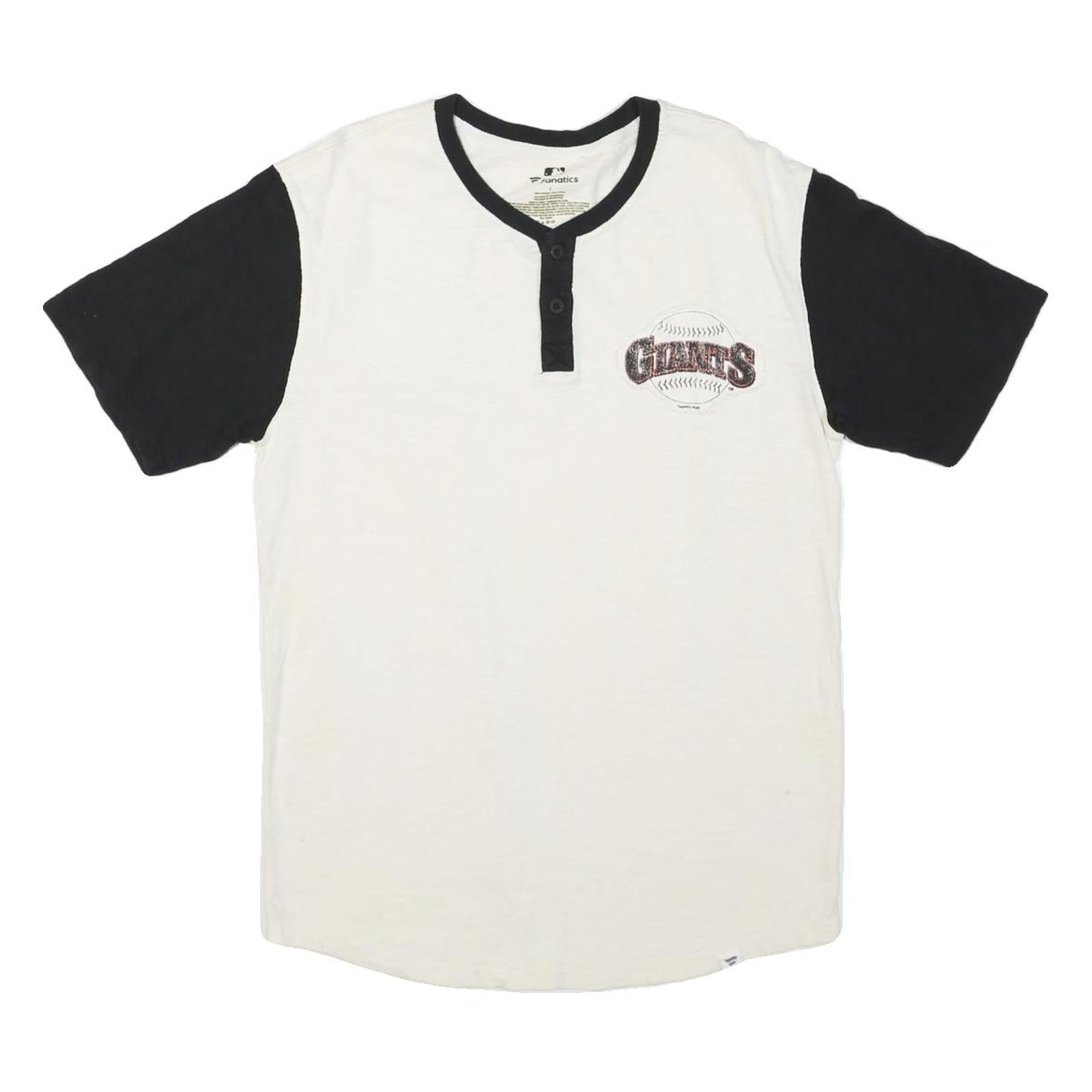 FANATICS Mens White & Black Giants Graphic Henley T-Shirt L Short Sleeve Crew Refurbished - N/A refurbished available on Cerqular