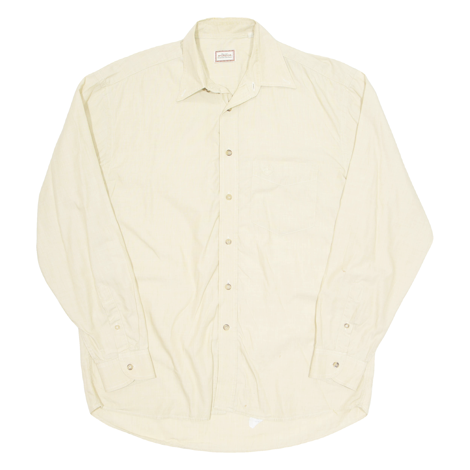 MCGREGOR Mens Plain Shirt Beige 90s Long Sleeve M Refurbished - N/A refurbished available on Cerqular