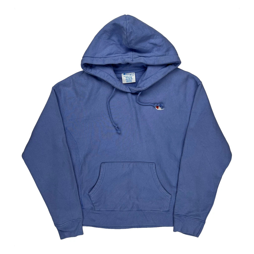 Reverse Weave Champion Hoodie - Medium Blue Cotton Refurbished - Thrifted (note: this is a term often used to describe second- refurbished available on Cerqular
