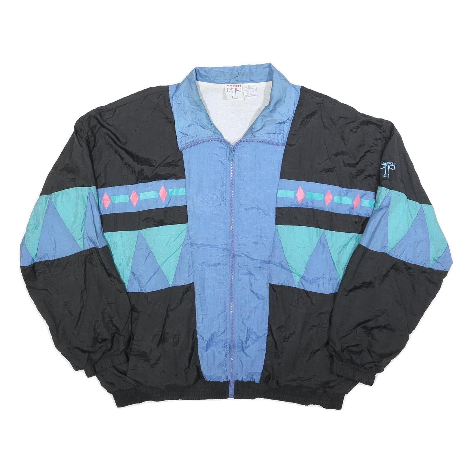 Buy TODD1 Mens Black & Blue Nylon Zip Jacket 2XL Retro Geometric Pattern Lightweight Refurbished - $32.49 TODD1 Mens Black & Blue Nylon Zip Jacket 2XL Retro Geometric Pattern Lightweight Refurbished - N/A refurbished available on Cerqular