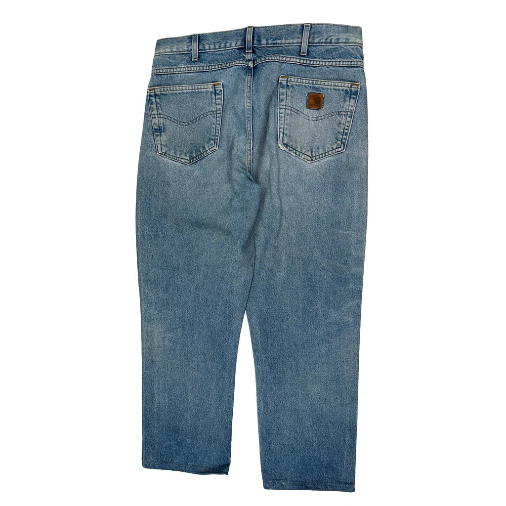 Carhartt Jeans - 34W 34L Light Wash Cotton Refurbished - Thrifted (note: this is a term often used to describe second- refurbished available on Cerqular