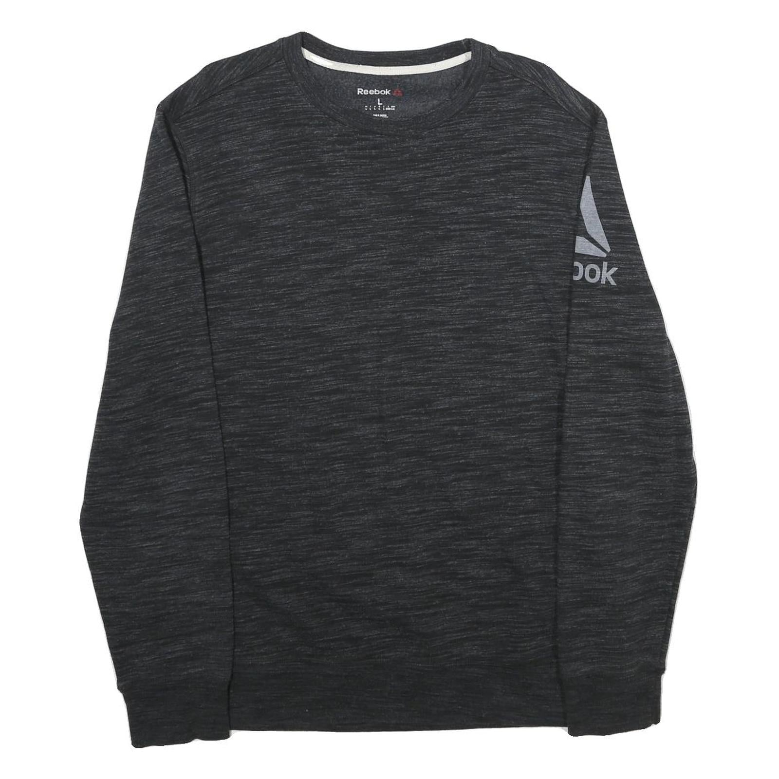 REEBOK Mens Black Crew Neck L Sweatshirt Cotton Blend Casual Sportswear Refurbished - N/A refurbished available on Cerqular