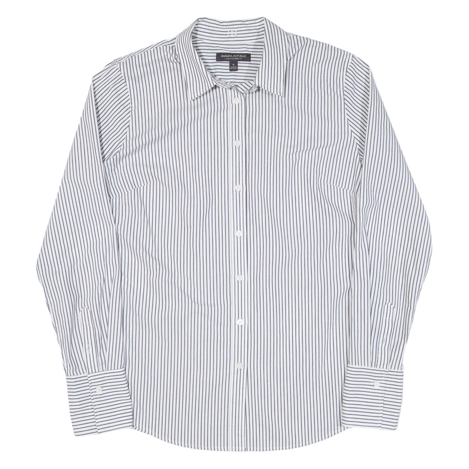BANANA REPUBLIC Riley Tailored Fit Womens Shirt Grey Striped Long Sleeve S Refurbished - N/A refurbished available on Cerqular
