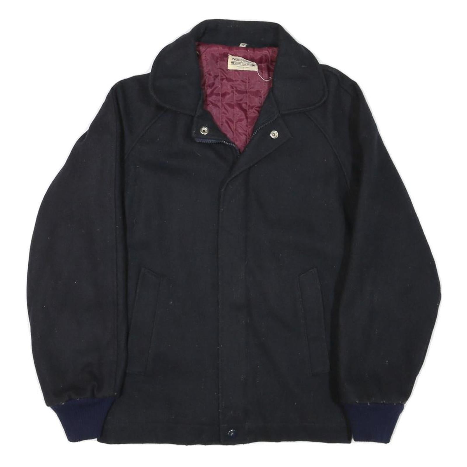 WEINSTOCKS Mens Black Cotton Blend Bomber Jacket S Woven Zip Up Casual Refurbished - N/A refurbished available on Cerqular