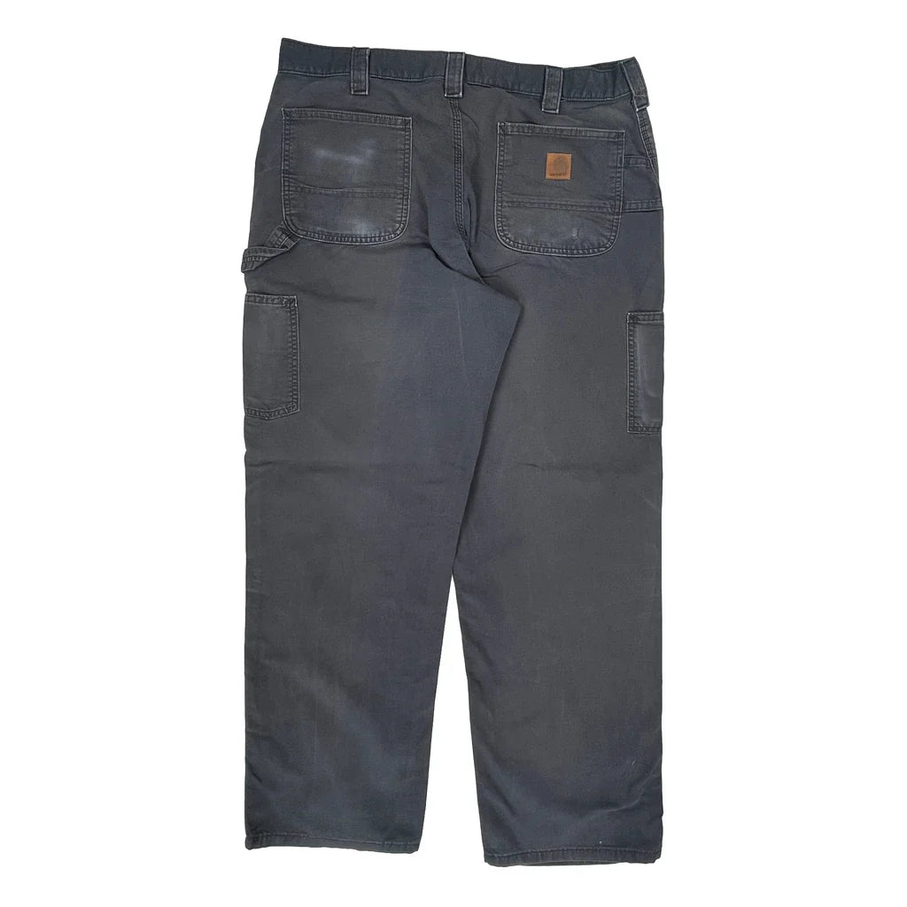 Carhartt Double Knee Carpenter Trousers - 38W 32L Navy Cotton Refurbished - Thrifted (note: this is a term often used to describe second- refurbished available on Cerqular
