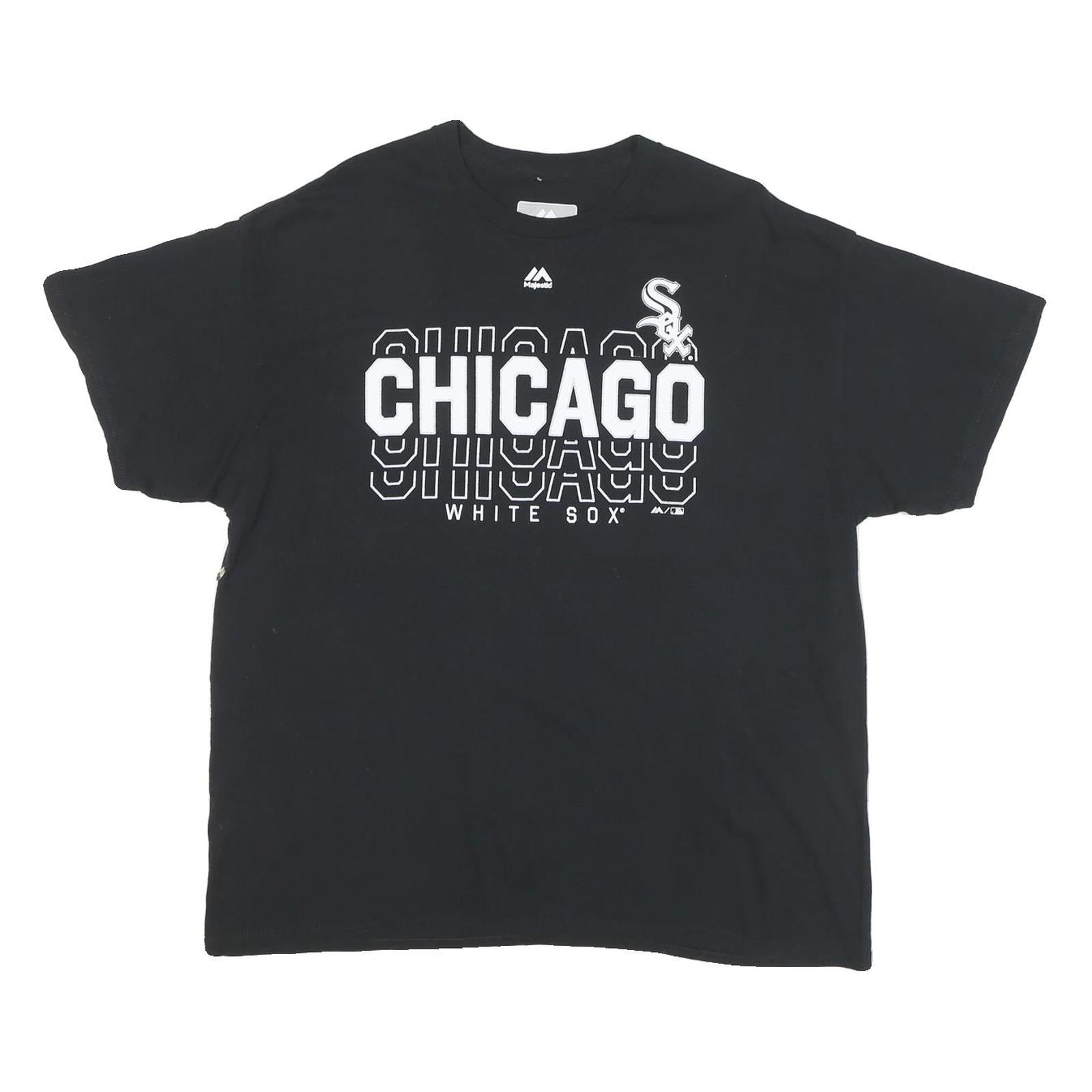 MAJESTIC Mens Black Chicago White Sox Graphic T-Shirt L Short Sleeve Crew Neck Refurbished - N/A refurbished available on Cerqular