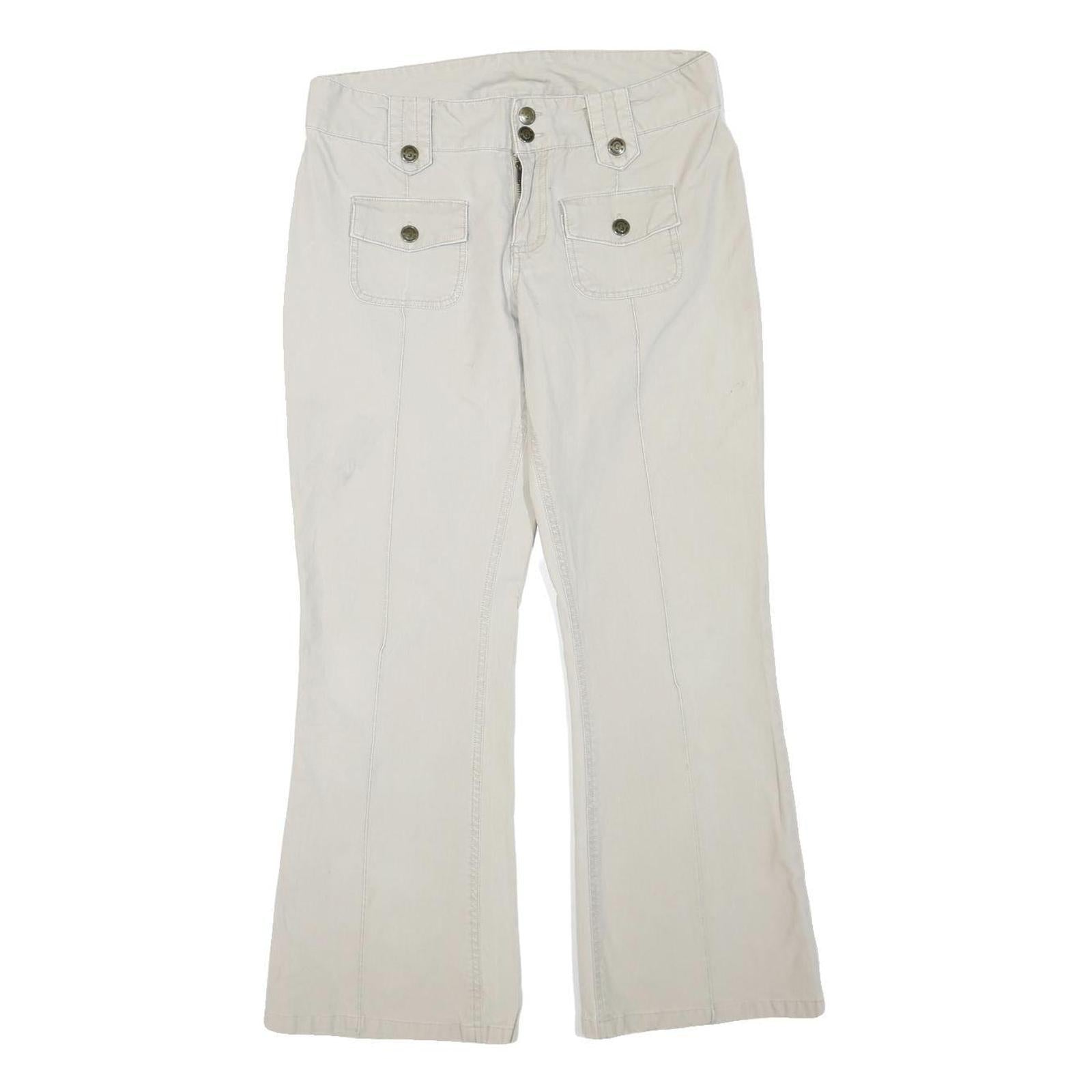 GARAGE Womens Cotton Blend White Regular Fit Bootcut Trousers W30 L28 Casual Zip Refurbished - N/A refurbished available on Cerqular