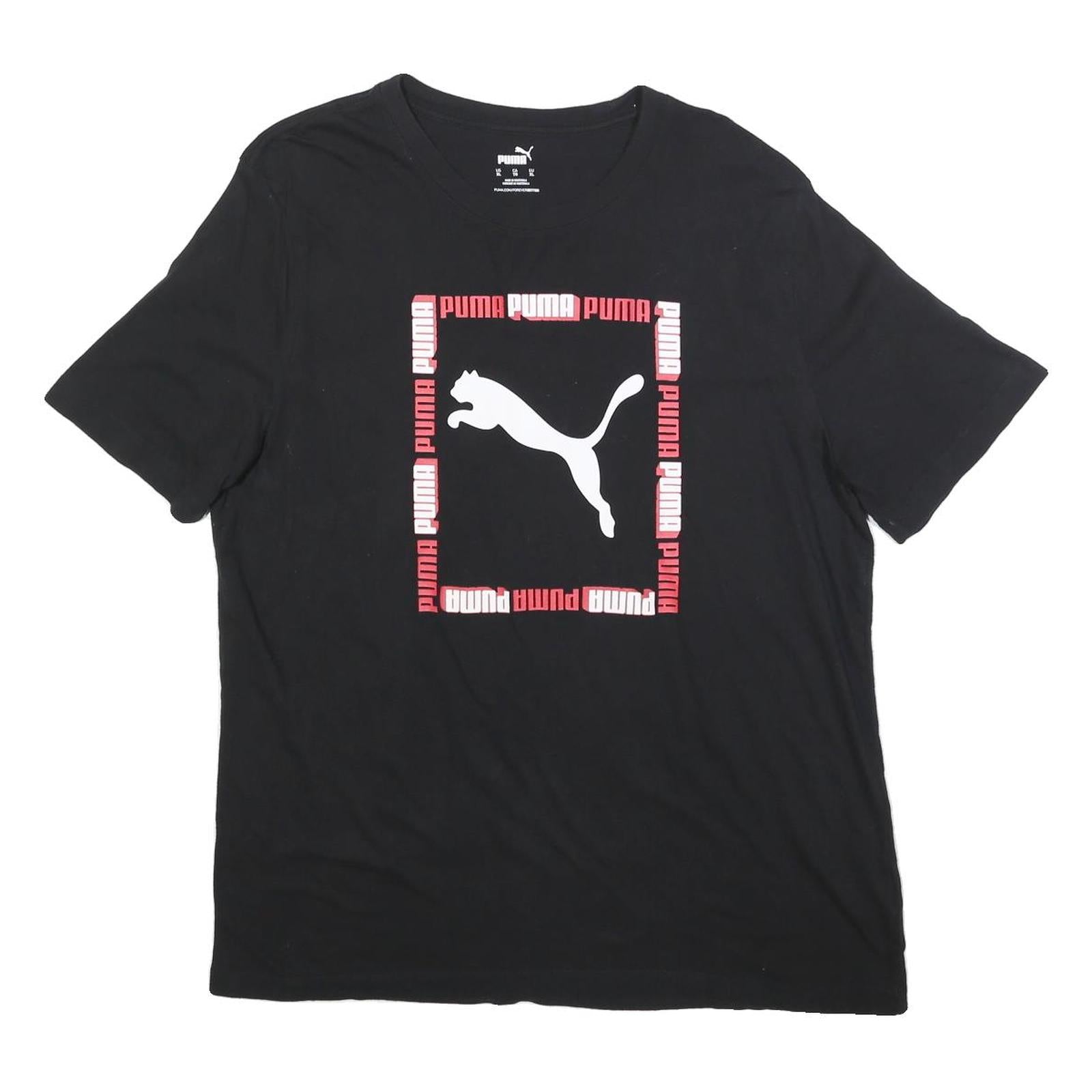 PUMA Mens Black Graphic Logo T-Shirt XL Short Sleeve Crew Neck Cotton Blend Refurbished - N/A refurbished available on Cerqular