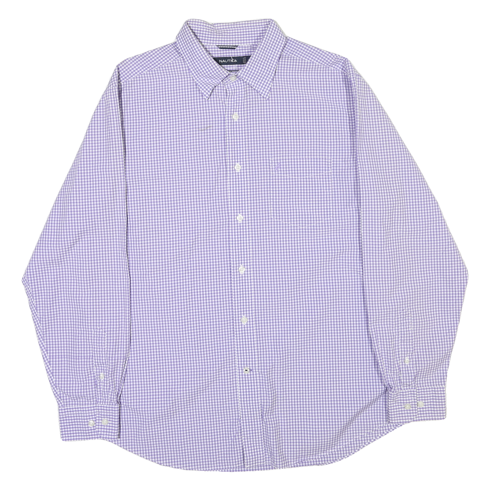 NAUTICA Mens Purple & White Check Shirt L Cotton Blend Casual Classic Fit Refurbished - N/A refurbished available on Cerqular