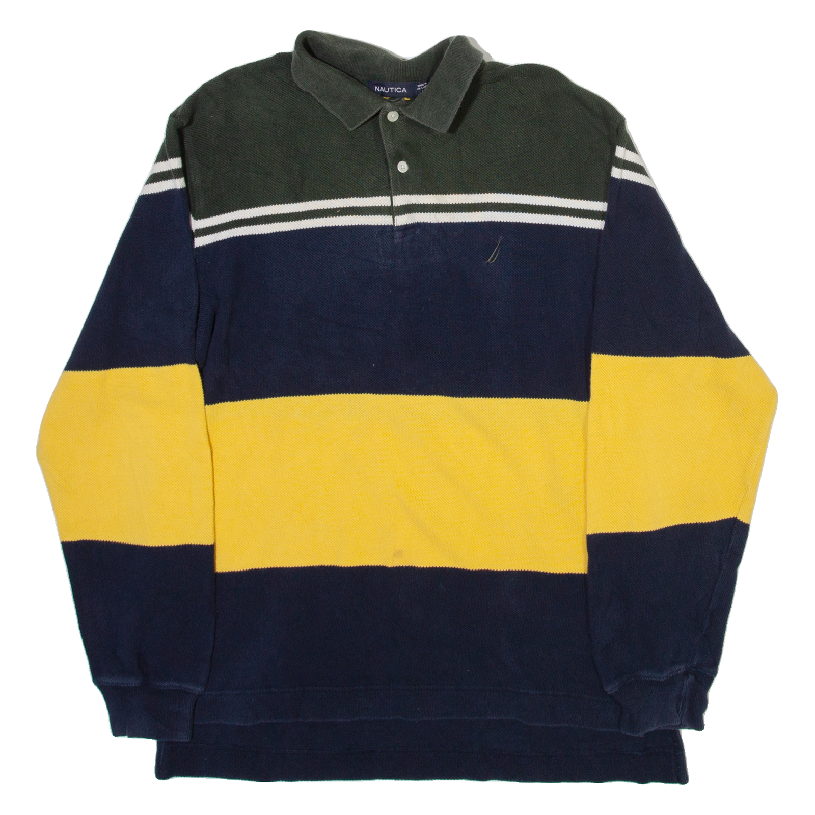 NAUTICA Mens Polo Shirt Blue Striped Long Sleeve M Refurbished - N/A refurbished available on Cerqular