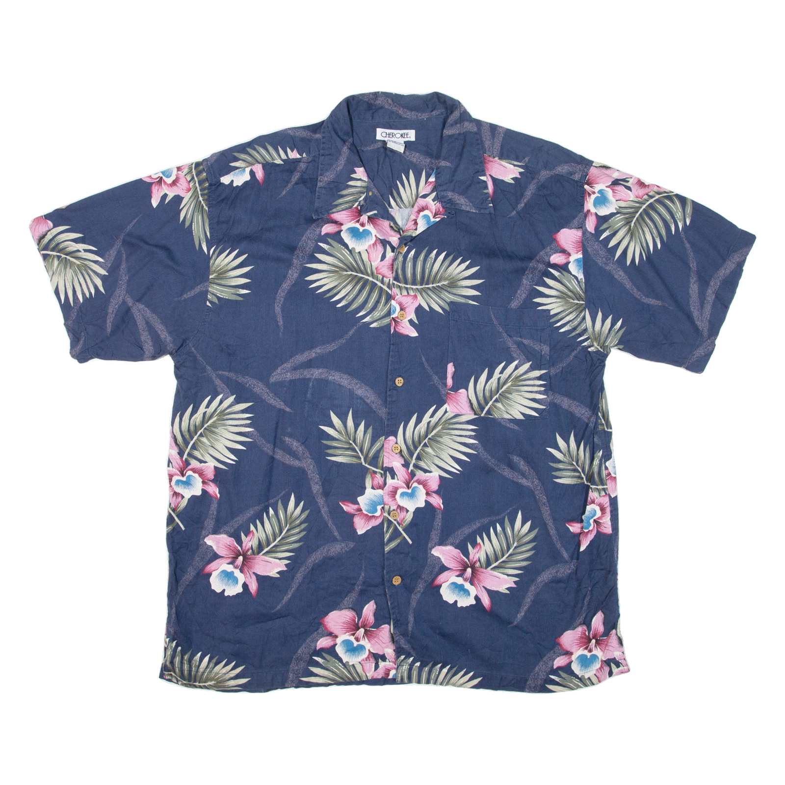 CHEROKEE Mens Hawaiian Shirt Blue Floral XL Refurbished - N/A refurbished available on Cerqular