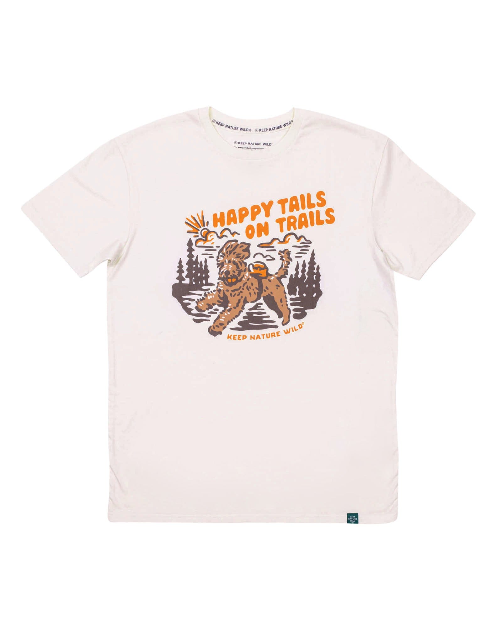 Happy Tails on Trails Forest Unisex Tee | Natural | Size: L Refurbished - Keep Nature Wild refurbished available on Cerqular
