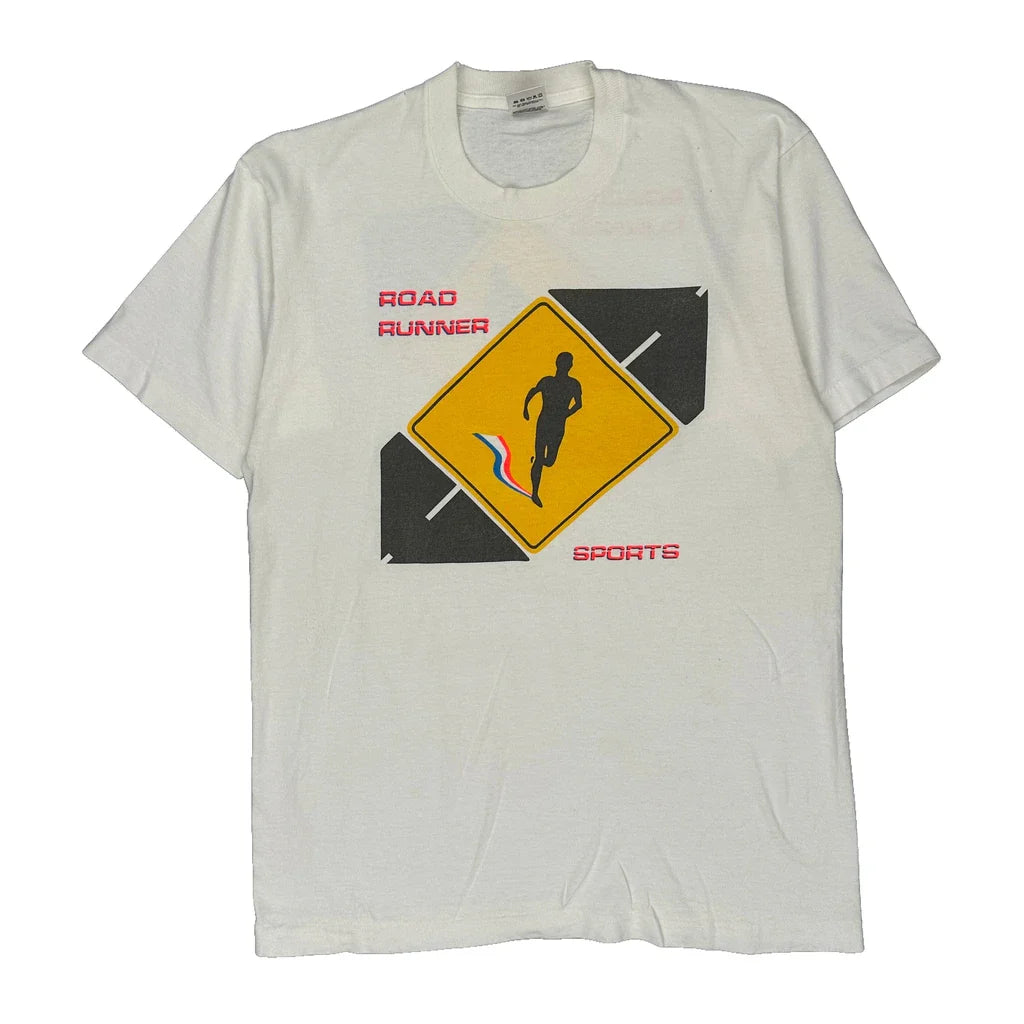 Road Runner Sports Fruit Of The Loom Graphic T-Shirt - Large White Cotton Refurbished - Thrifted (note: this is a term often used to describe second- refurbished available on Cerqular