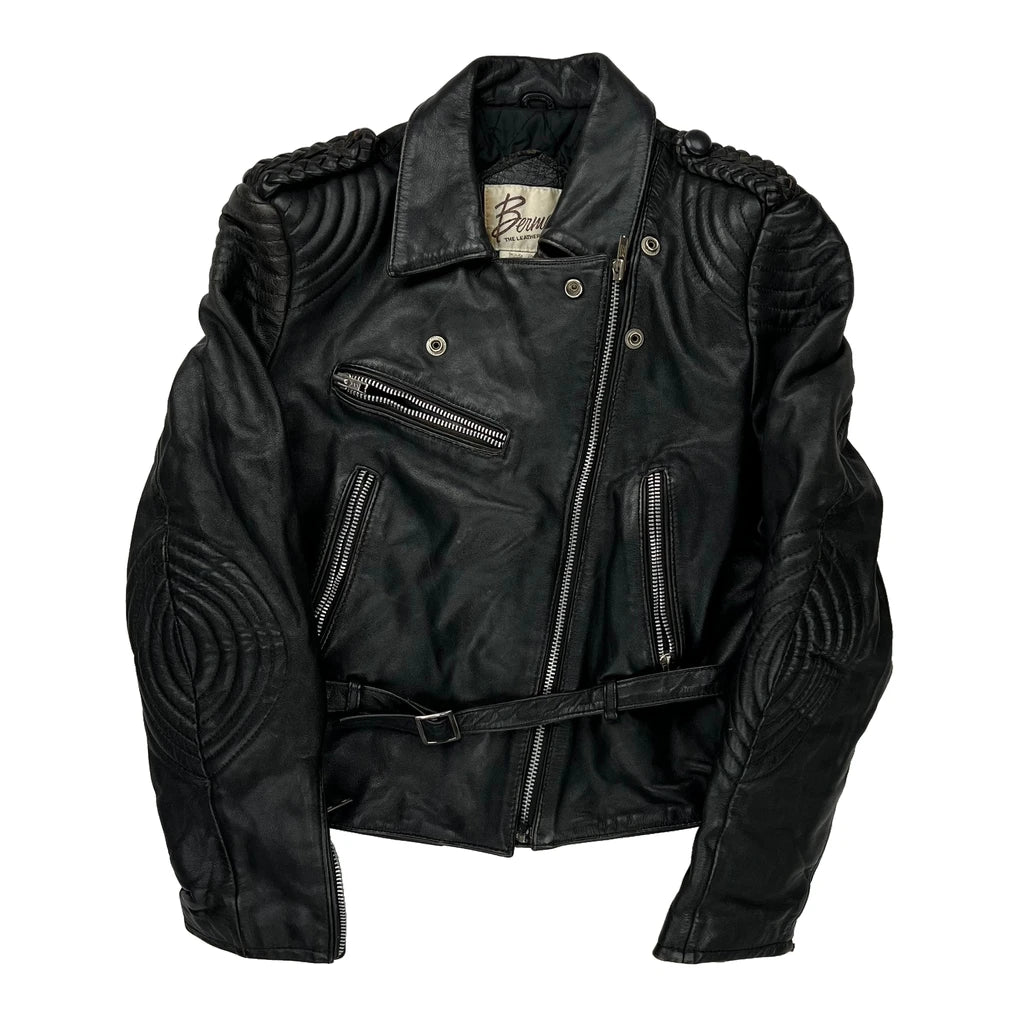 Bernmans Leather Jacket - XS Black Leather Refurbished - Thrifted (note: this is a term often used to describe second- refurbished available on Cerqular