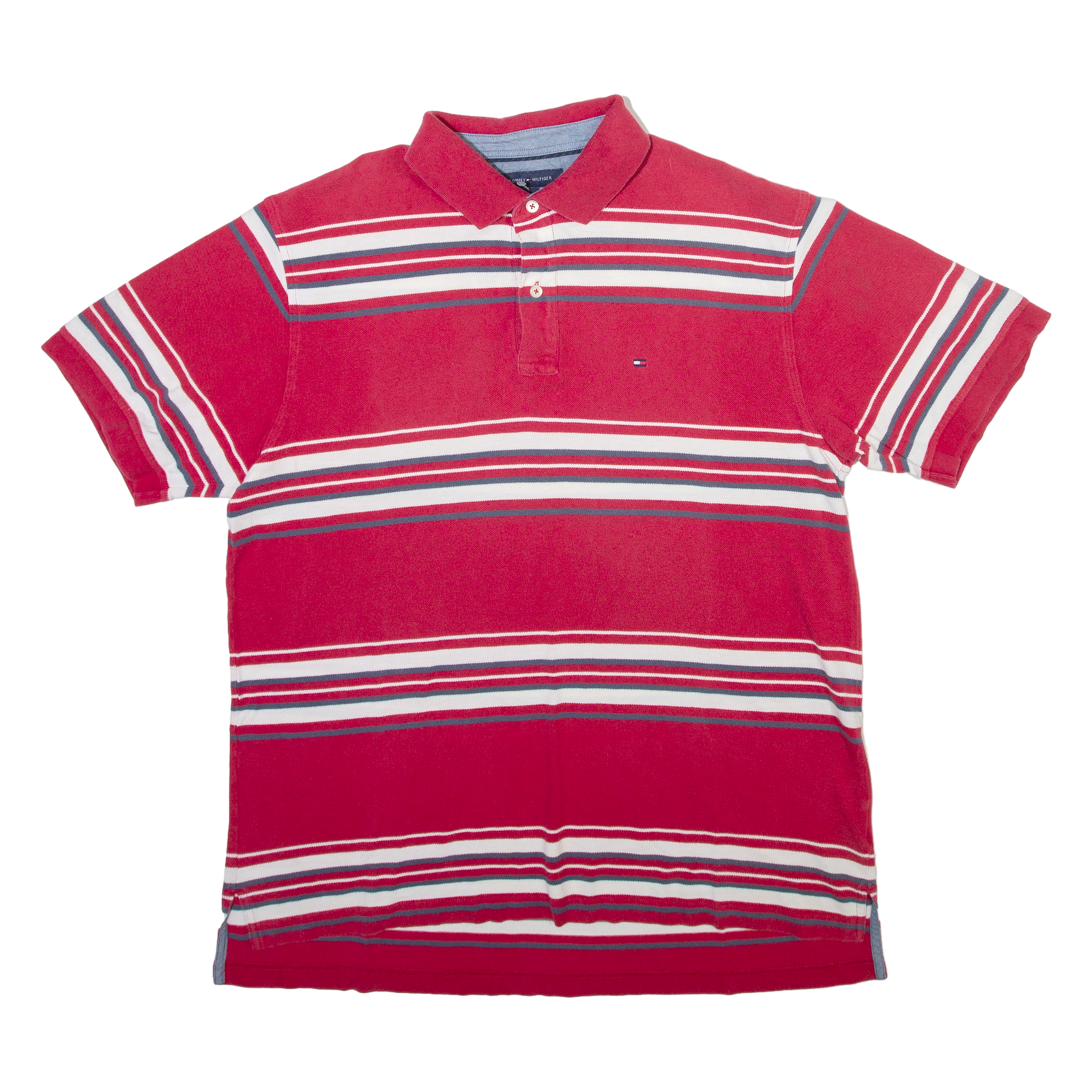 TOMMY HILFIGER Mens Polo Shirt Red Striped XL Refurbished - N/A refurbished available on Cerqular