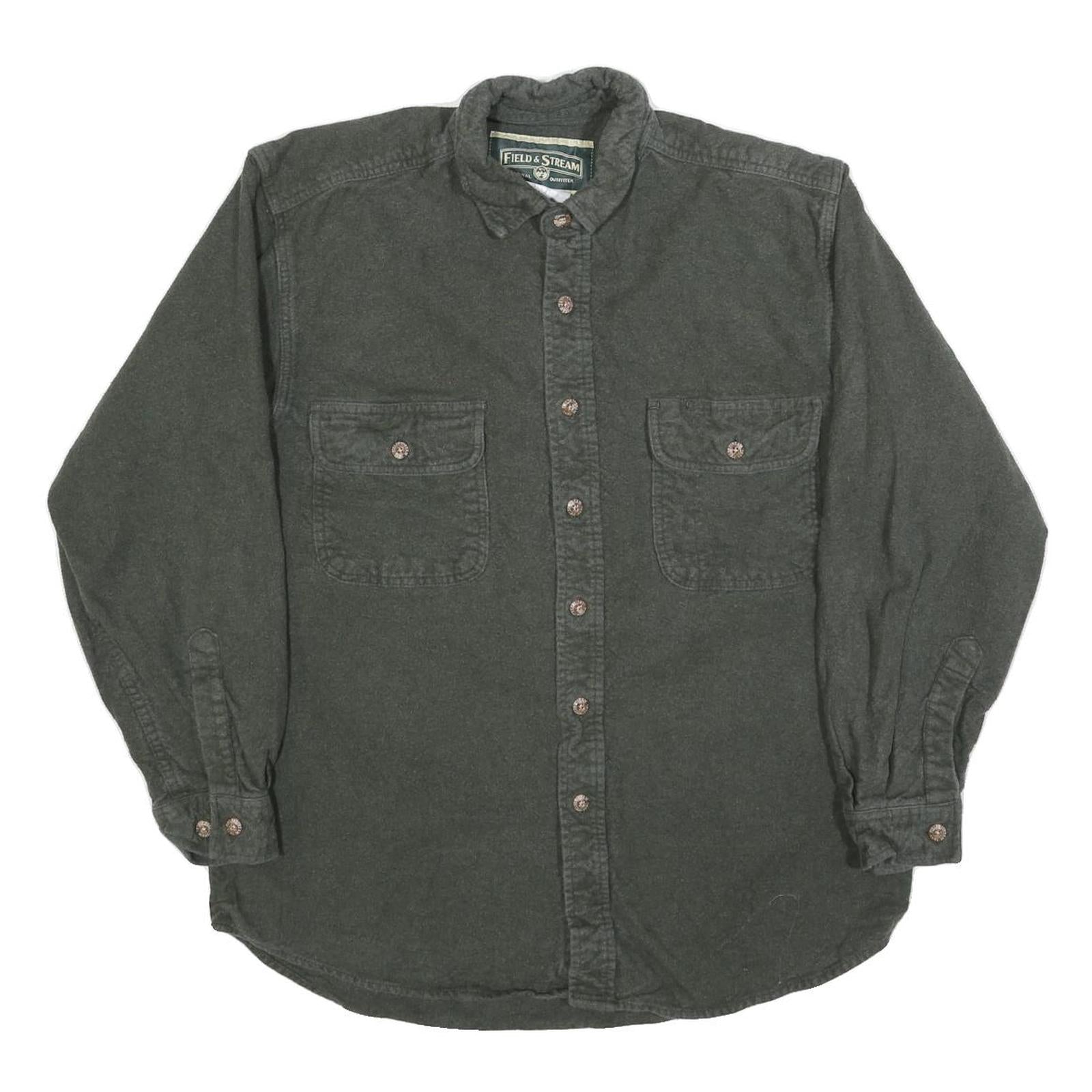 FIELD & STREAM Mens Grey Cotton Blend Shirt M Button Pocket Casual Outdoor Refurbished - N/A refurbished available on Cerqular