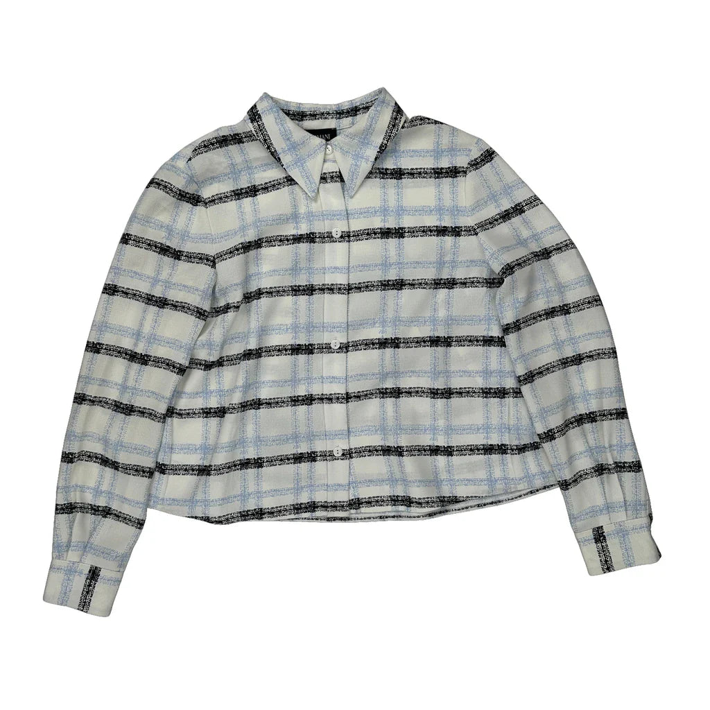 Armani Jeans Checked Shirt - Medium Black Cotton Refurbished - Thrifted (note: this is a term often used to describe second- refurbished available on Cerqular