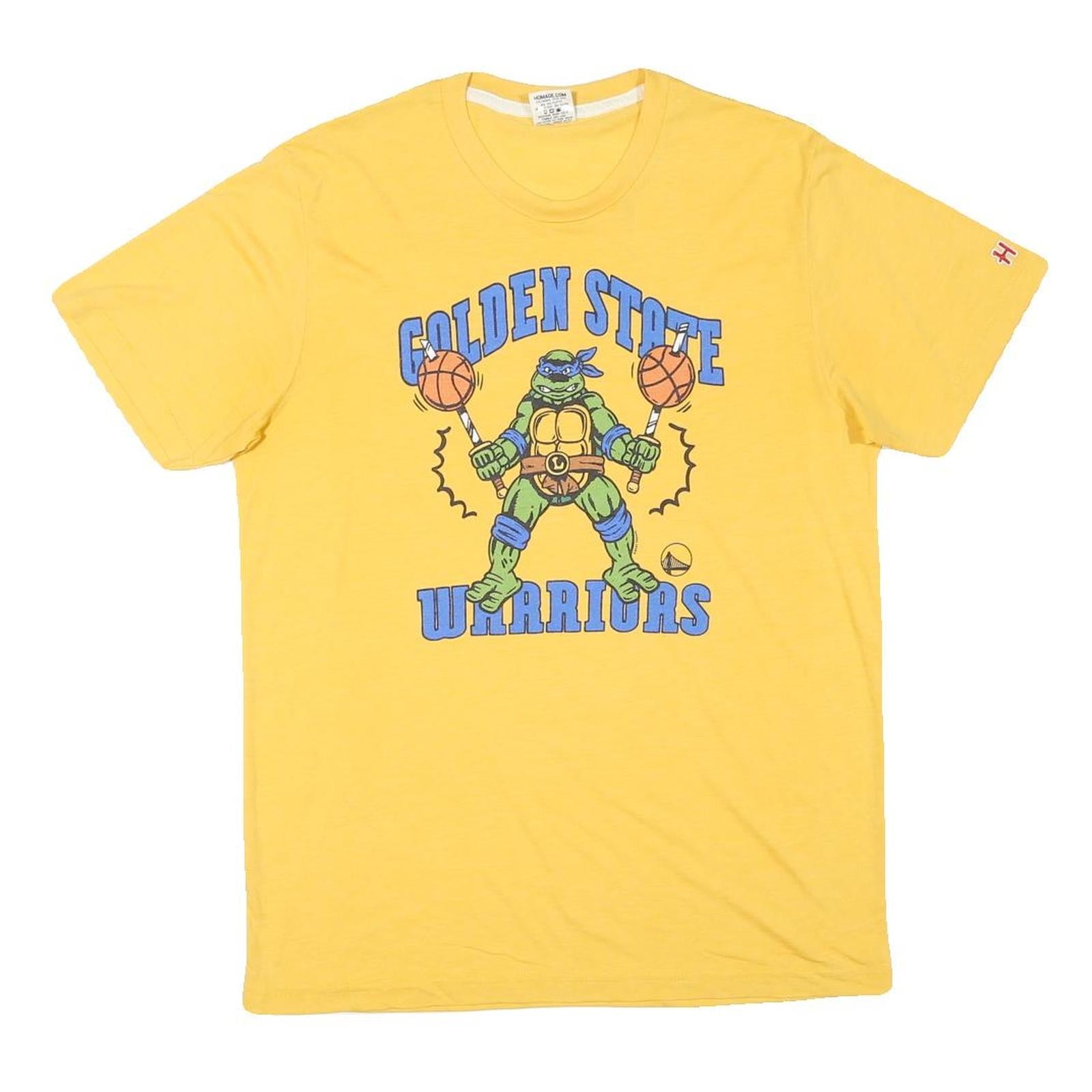 HOMAGE Mens Yellow Golden State Warriors Graphic T-Shirt M Short Sleeve Crew Refurbished - N/A refurbished available on Cerqular