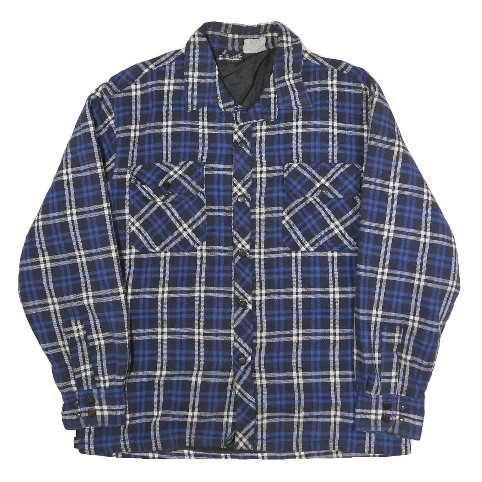 GKSII Mens Blue Black & White Check Cotton Blend Button Jacket L Casual Style Refurbished - N/A refurbished available on Cerqular