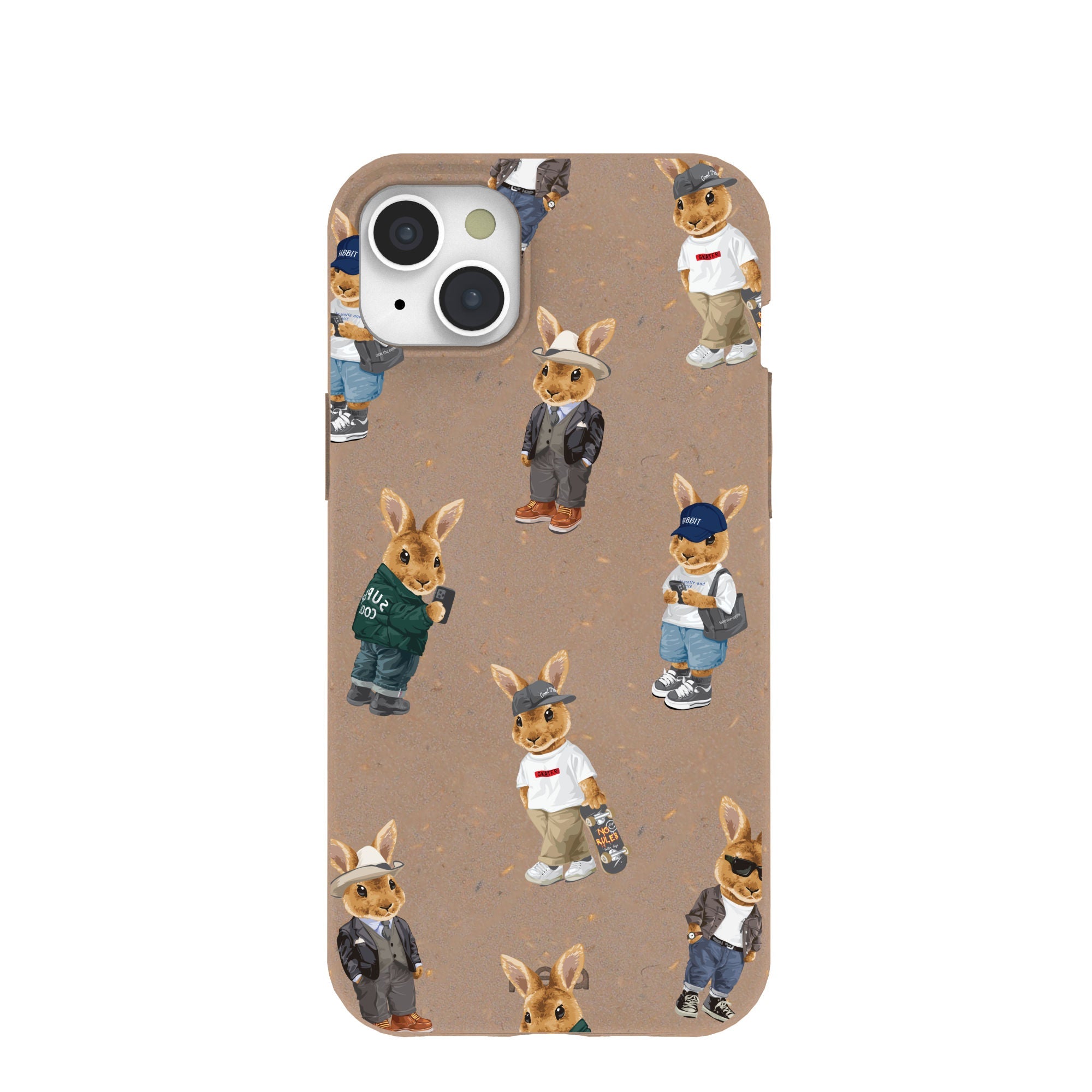 Chocolate Brown Rabbit Friends iPhone 15 Plus Case Refurbished - Pela Case refurbished available on Cerqular