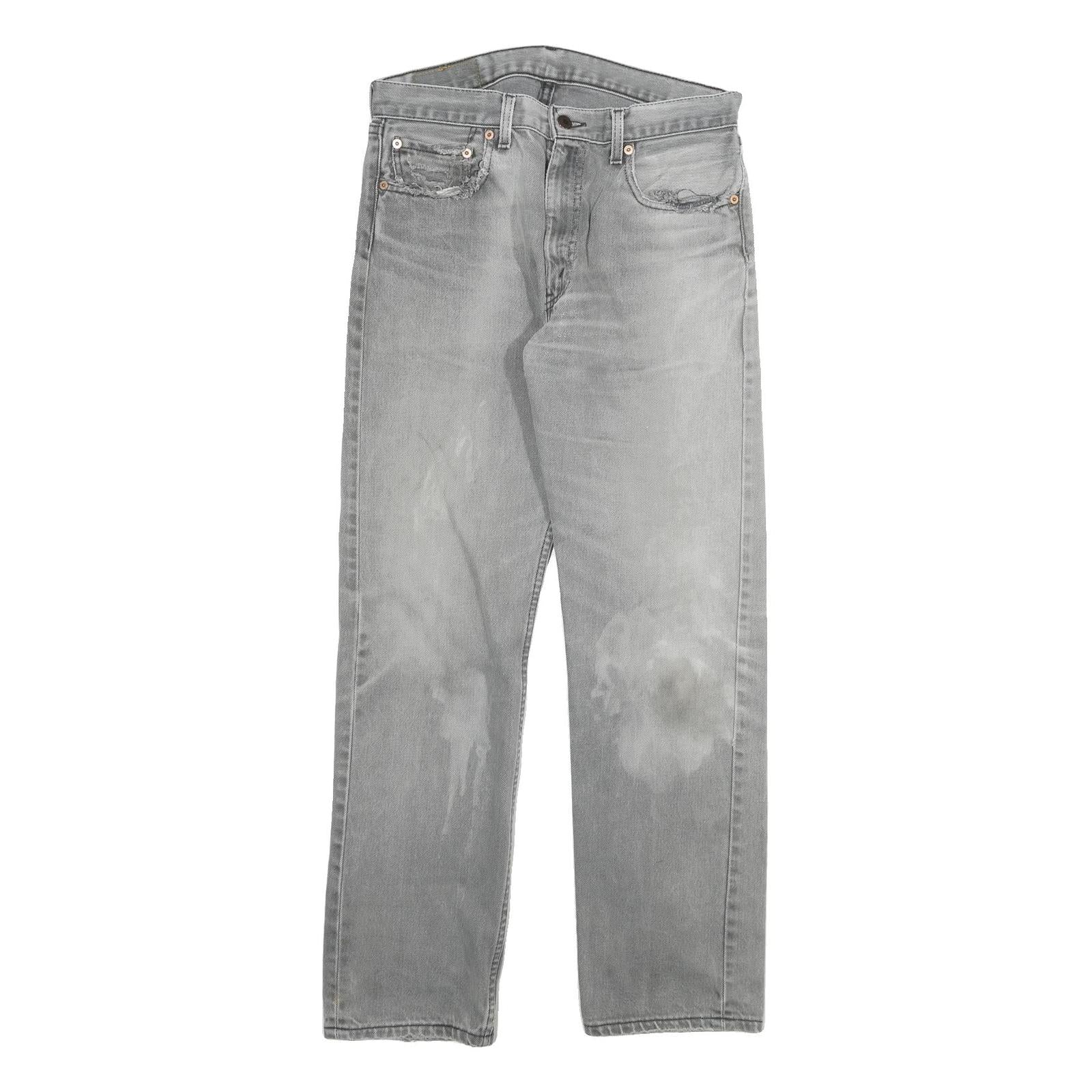 LEVI'S 505 02 Mens Jeans Grey Regular Straight Denim W30 L30 Classic Cotton Refurbished - N/A refurbished available on Cerqular