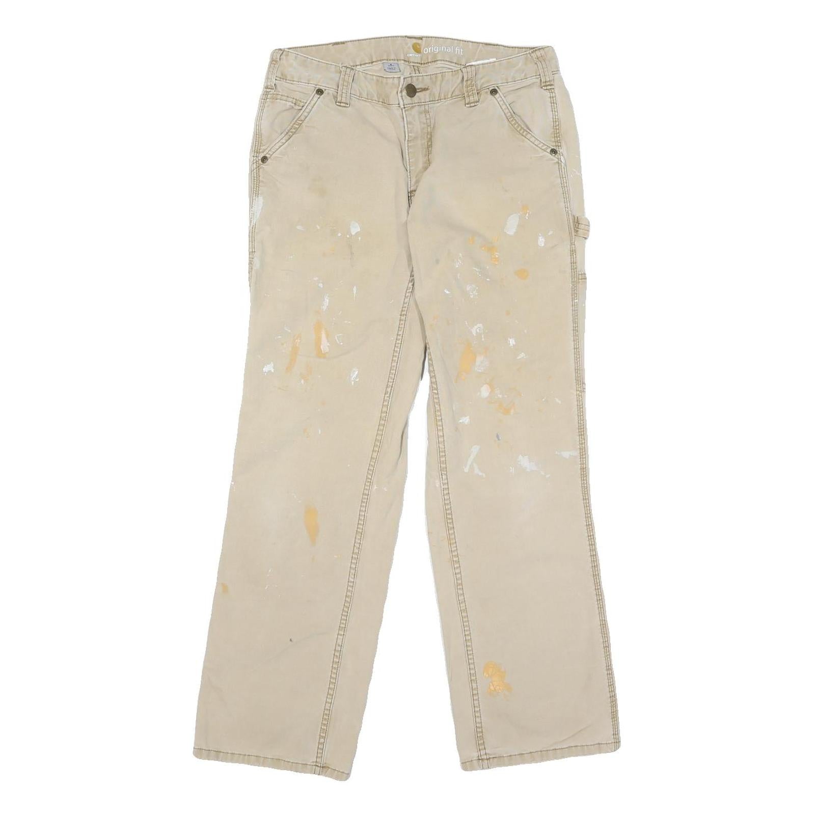 CARHARTT Mens Cotton Blend Beige Regular Fit Straight Leg Trousers W30 L28 Refurbished - N/A refurbished available on Cerqular