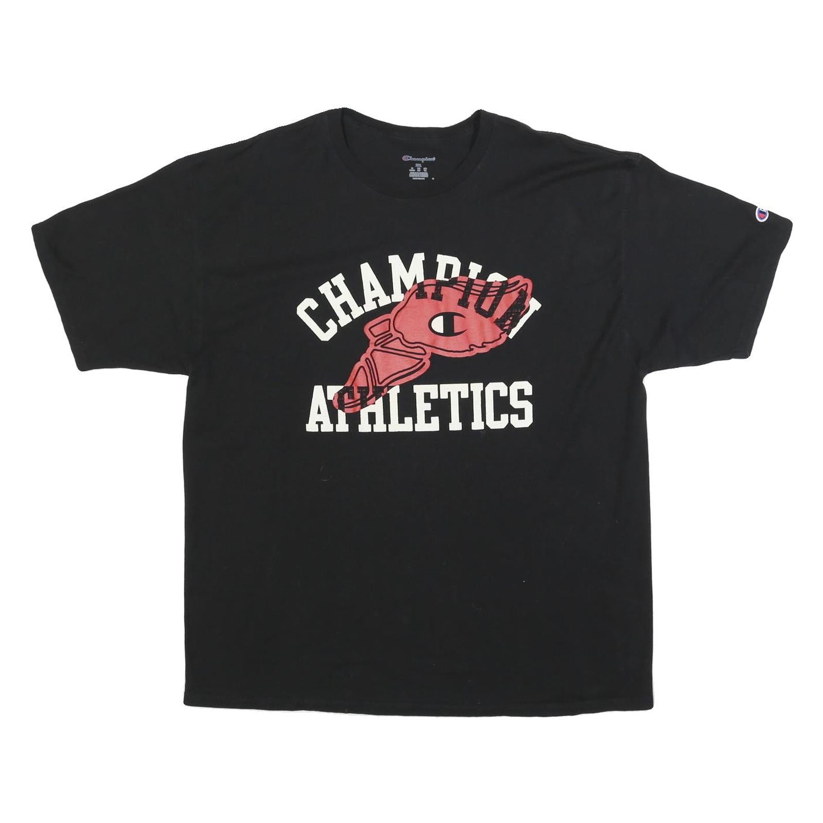 CHAMPION Mens Black & Red Graphic T-Shirt 2XL Short Sleeve Crew Neck Cotton Refurbished - N/A refurbished available on Cerqular