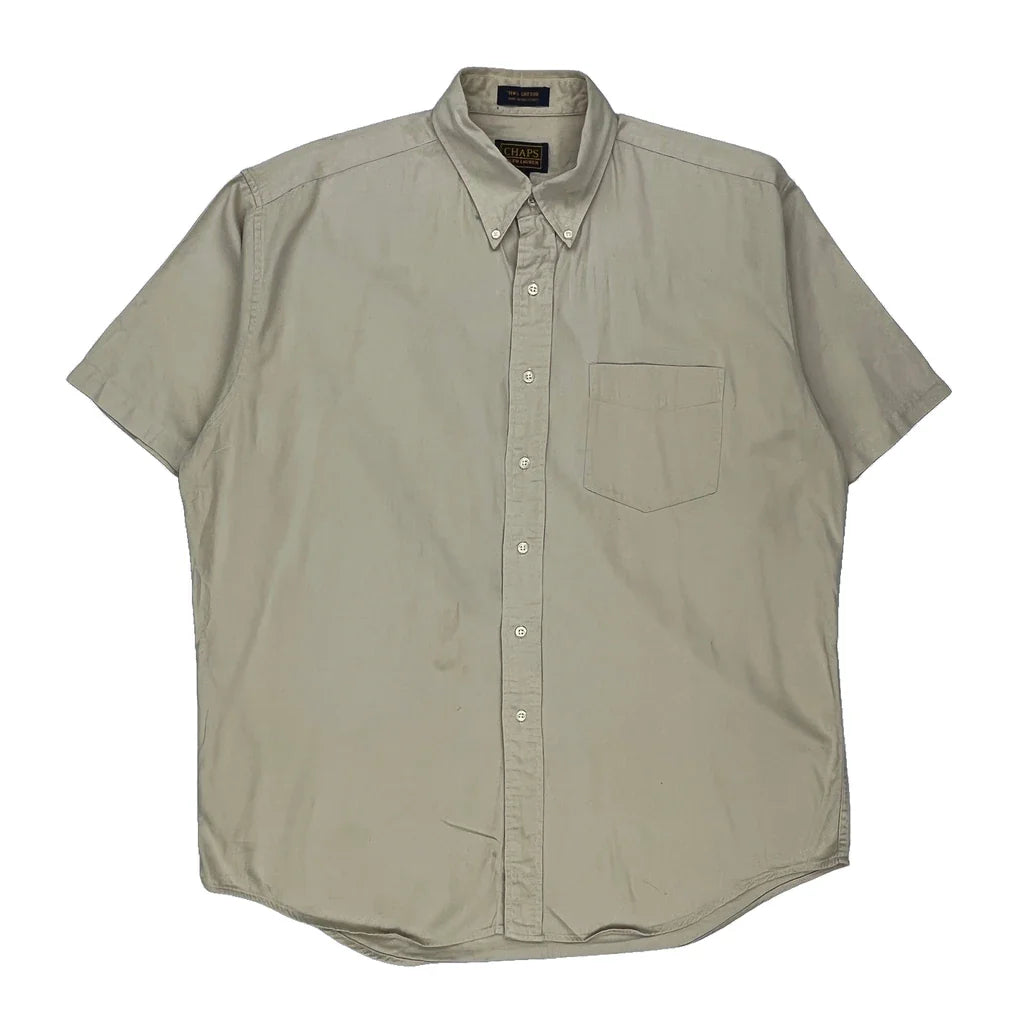 Chaps Ralph Lauren Short Sleeve Shirt - 2XL Beige Cotton Refurbished - Thrifted (note: this is a term often used to describe second- refurbished available on Cerqular
