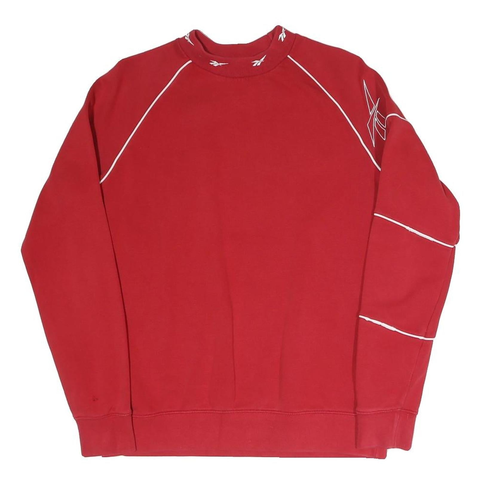 REEBOK Womens Red Crew Neck M Logo Sweatshirt Cotton Blend Casual Pullover Refurbished - N/A refurbished available on Cerqular