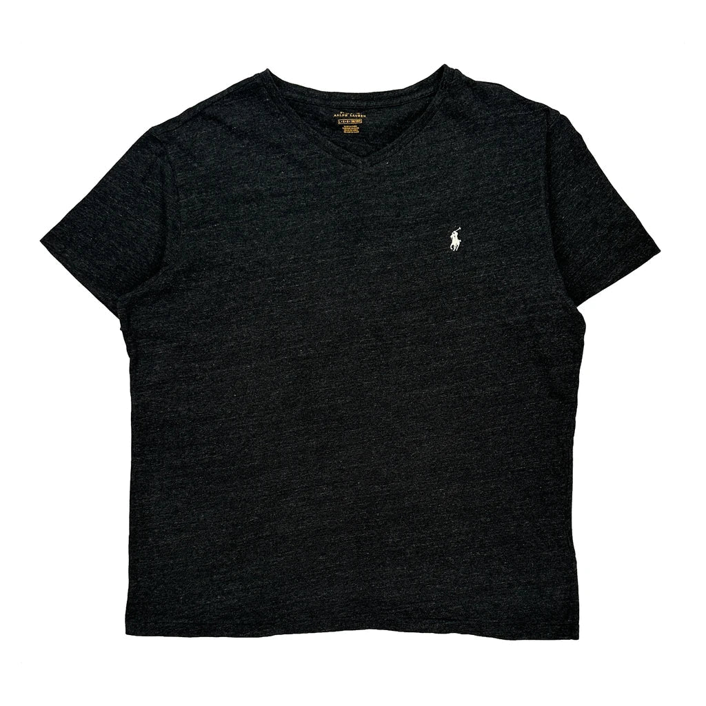 Polo By Ralph Lauren T-Shirt - Large Black Cotton Refurbished - Thrifted (note: this is a term often used to describe second- refurbished available on Cerqular