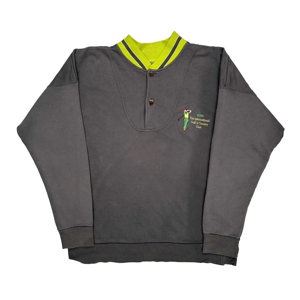The International Golf & Country Club Boss Collared 1/4 Zip - Large Green Cotton Refurbished - Thrifted (note: this is a term often used to describe second- refurbished available on Cerqular
